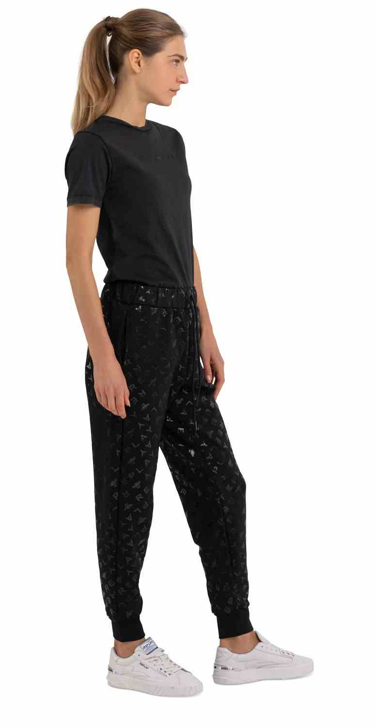 REPLAY ALLOVER PRINTED BLACK JOGGERS