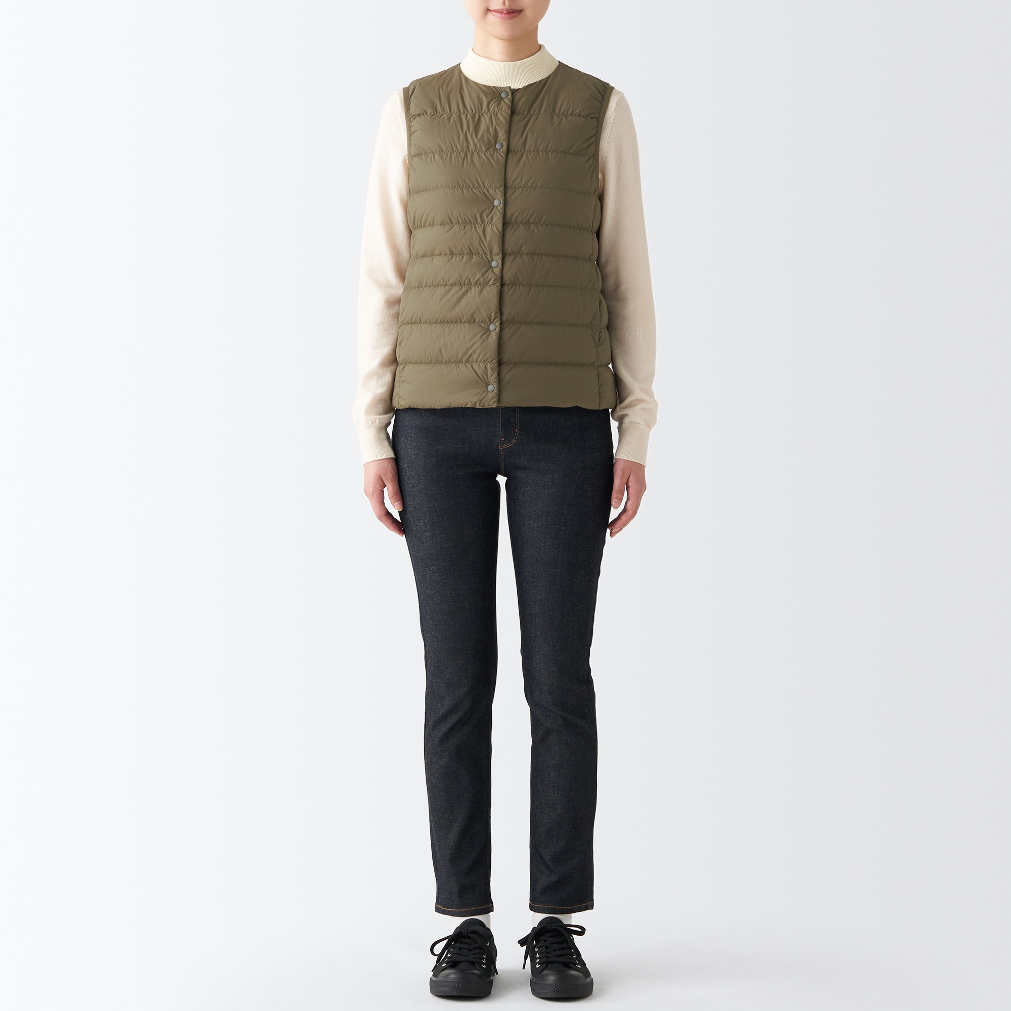 No collar down vest hot sale