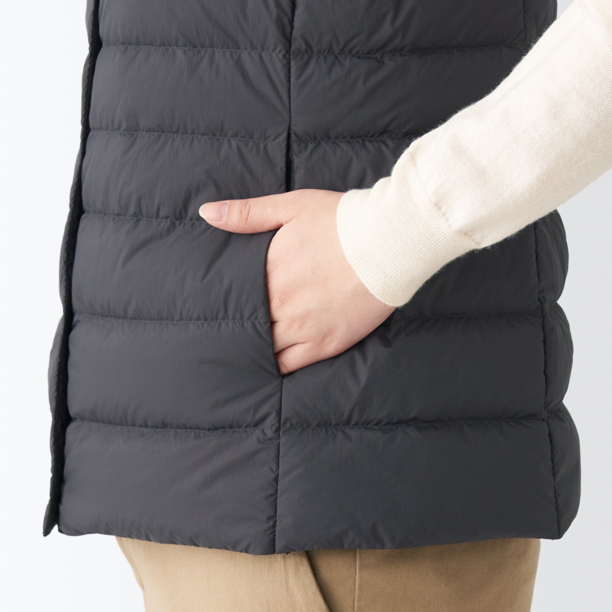 No collar down vest on sale