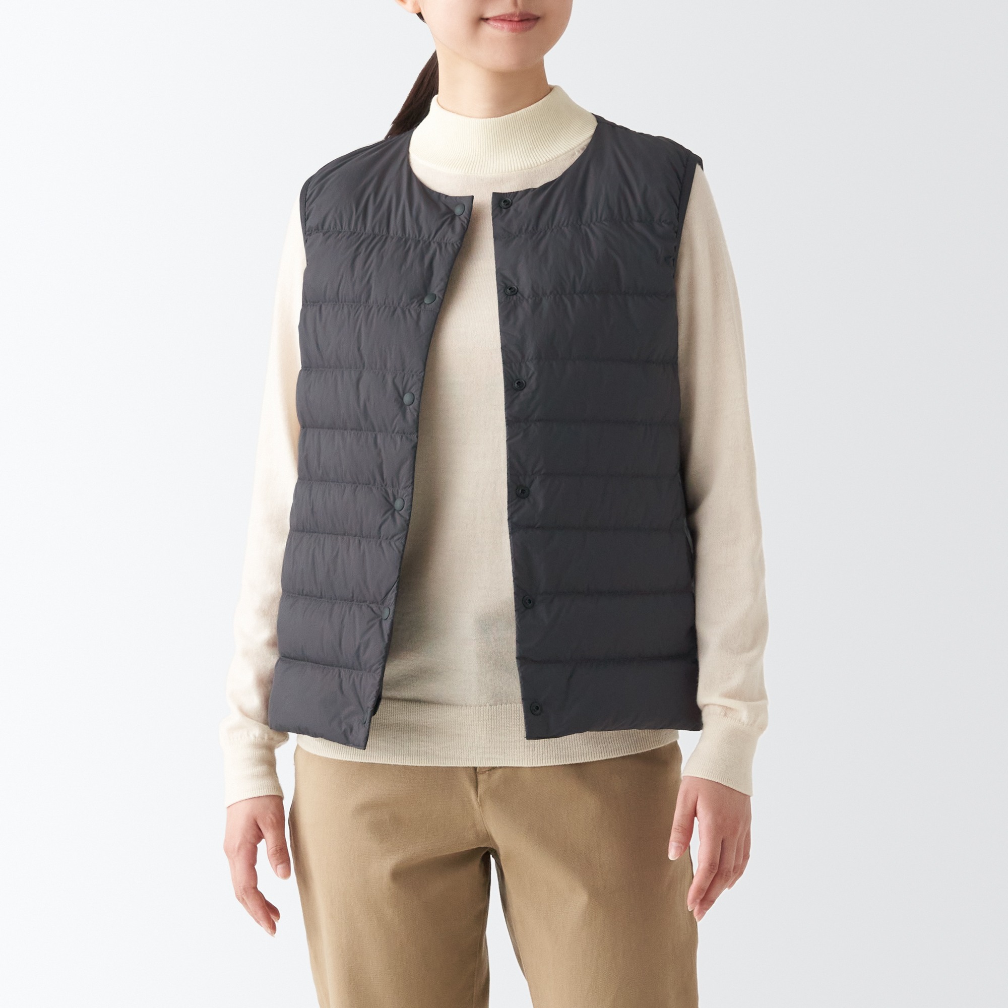 No collar down vest hot sale