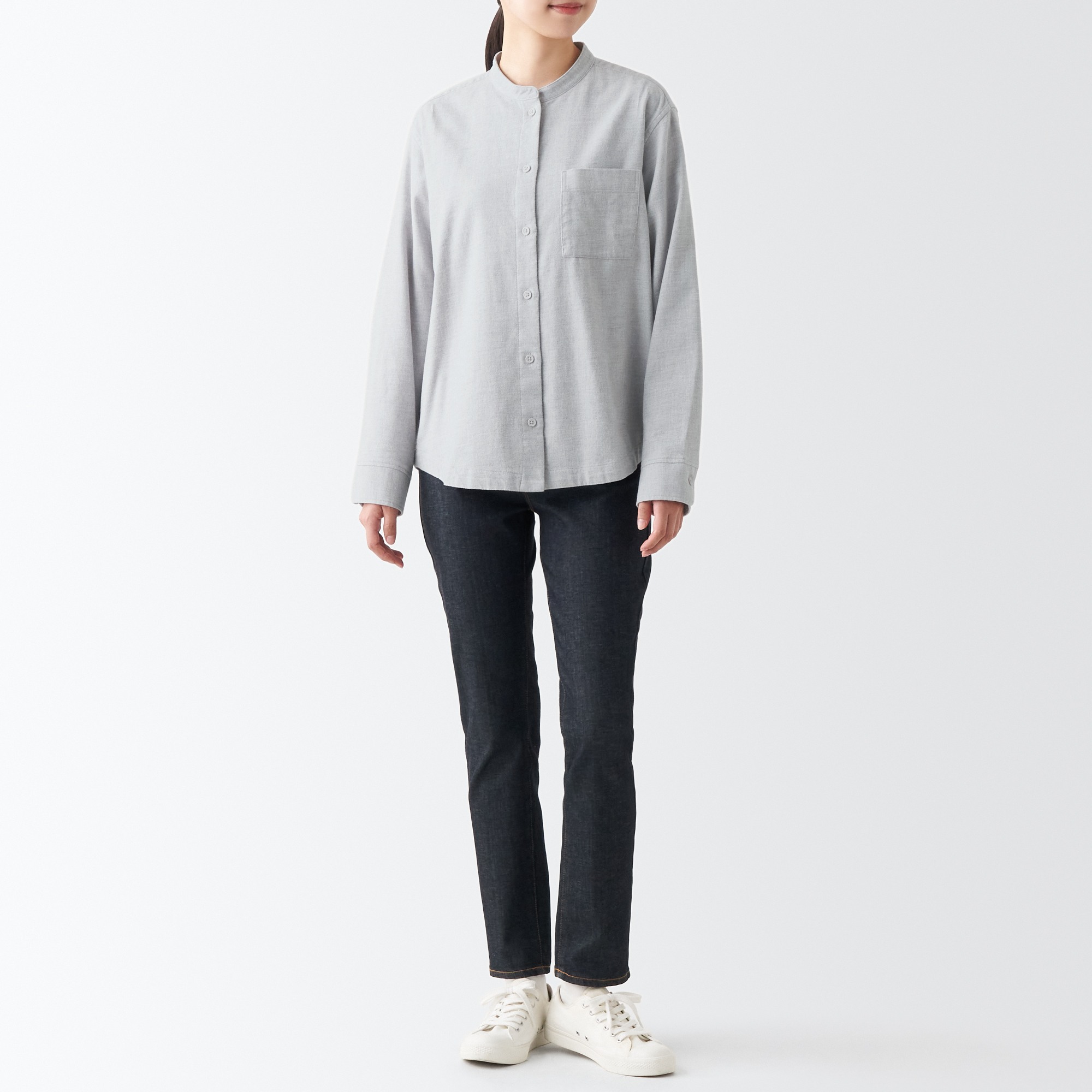 Flannel Stand Collar Long sleeves shirt