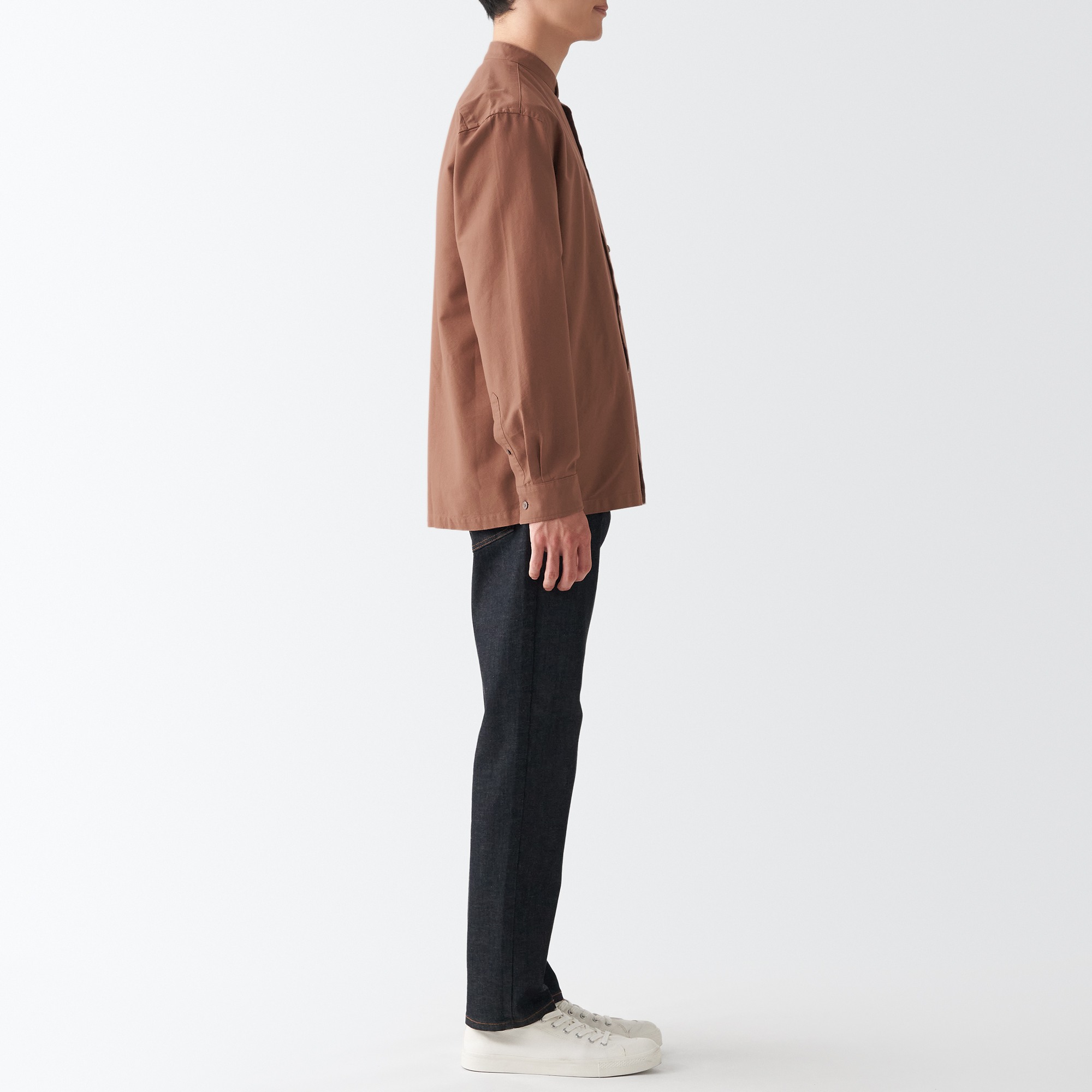Washed Oxford Stand Collar Shirt