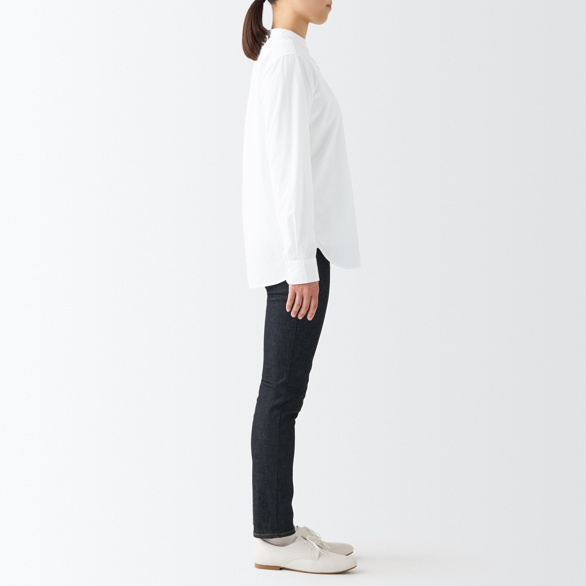 Washed broad Stand collar shirt