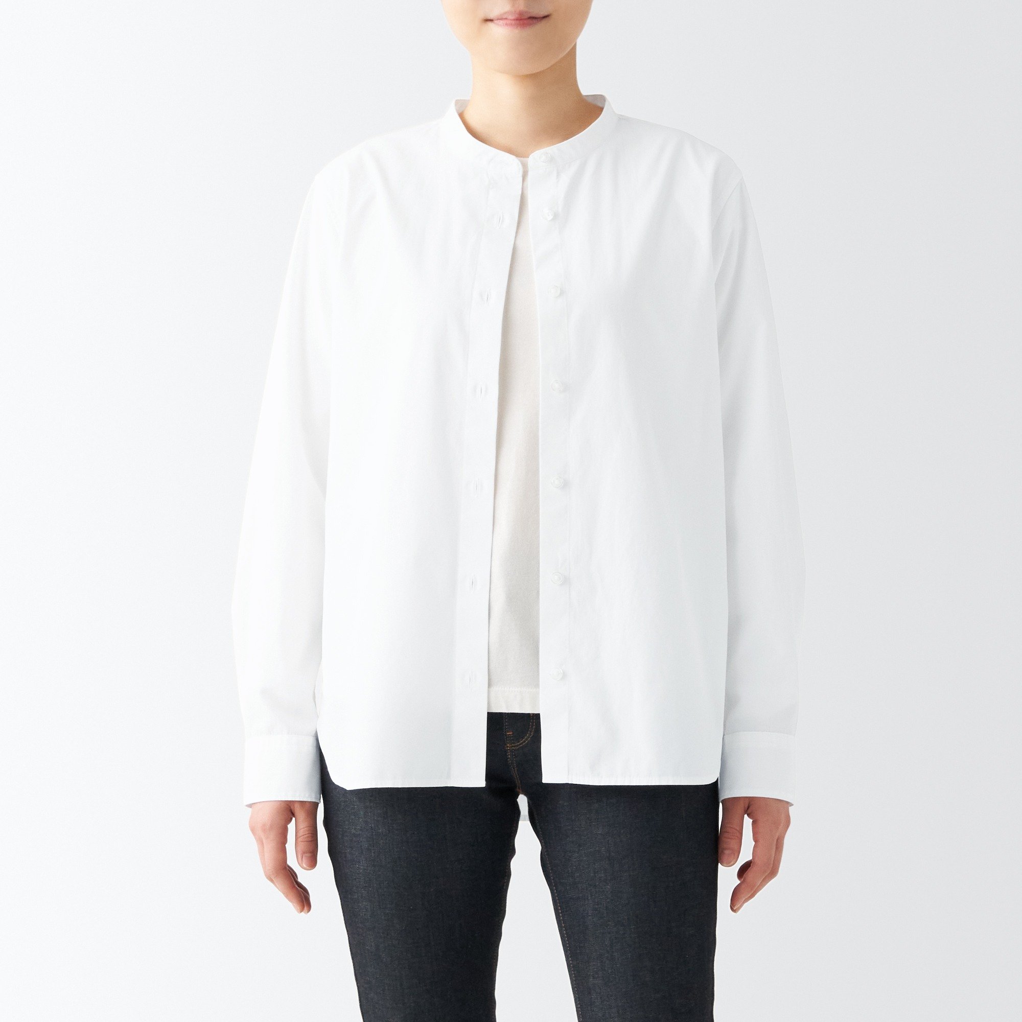 Washed broad Stand collar shirt