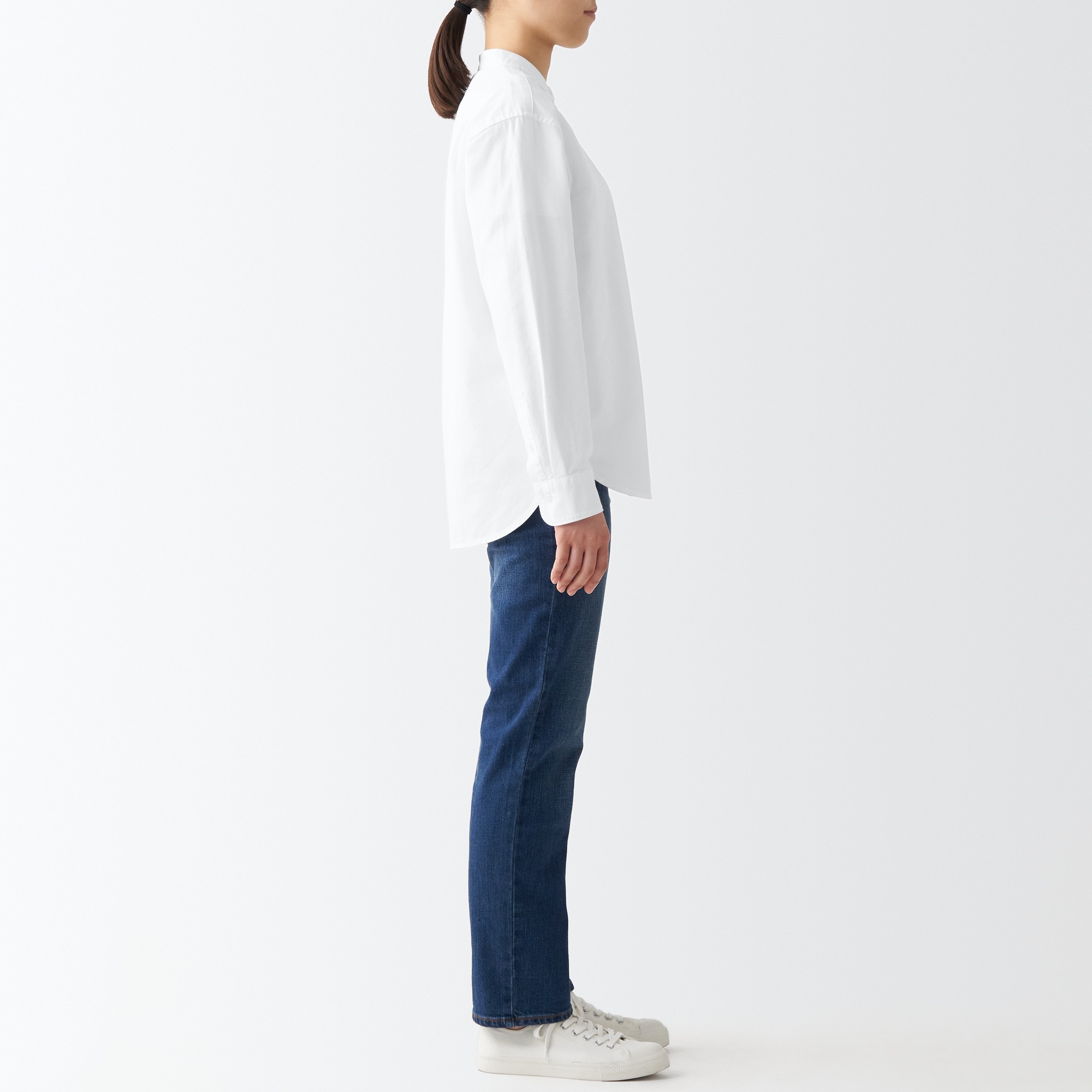 Washed oxford Stand collar shirt