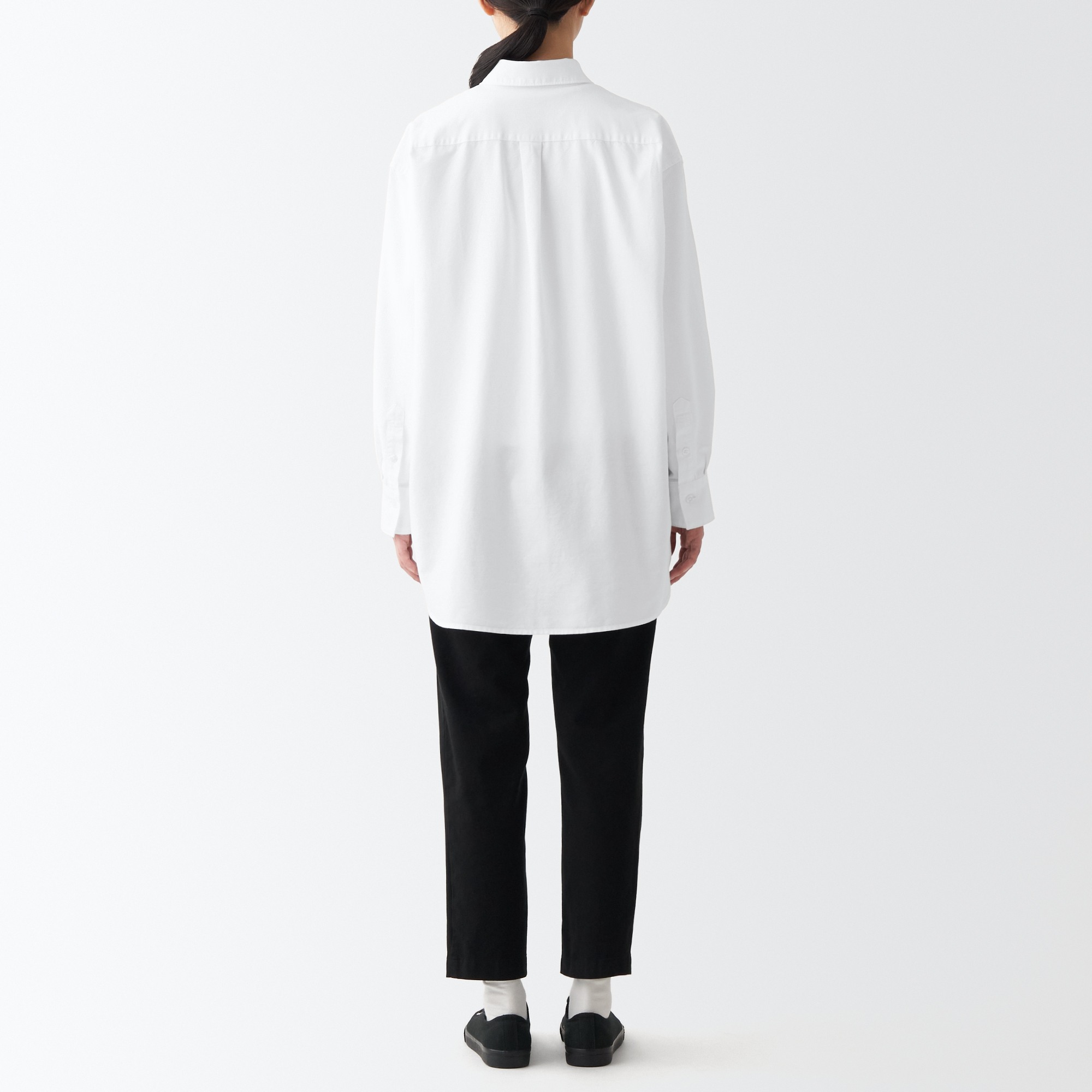 MUJI | Washed oxford Regular Collar Middle length shirt