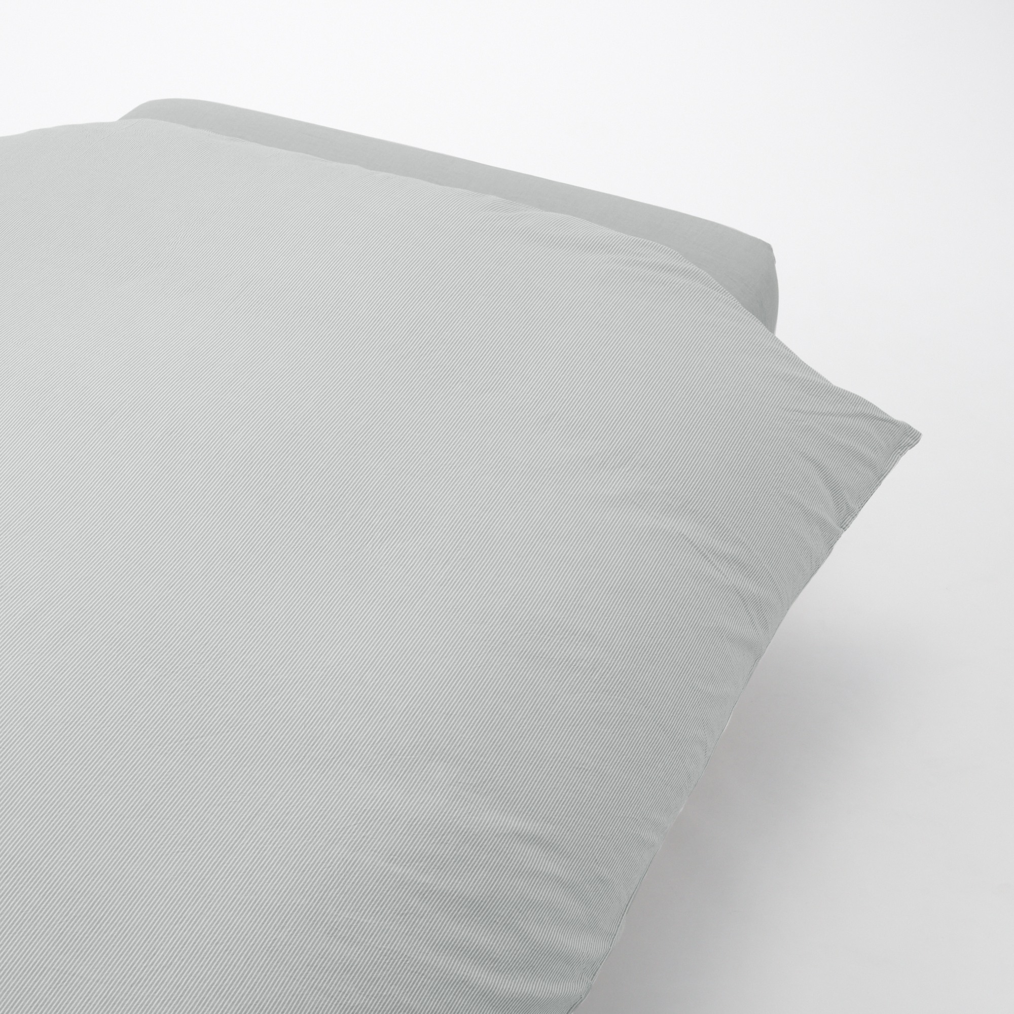 WASHEDCOTTON DUVET COVER Q GREY STRIPE