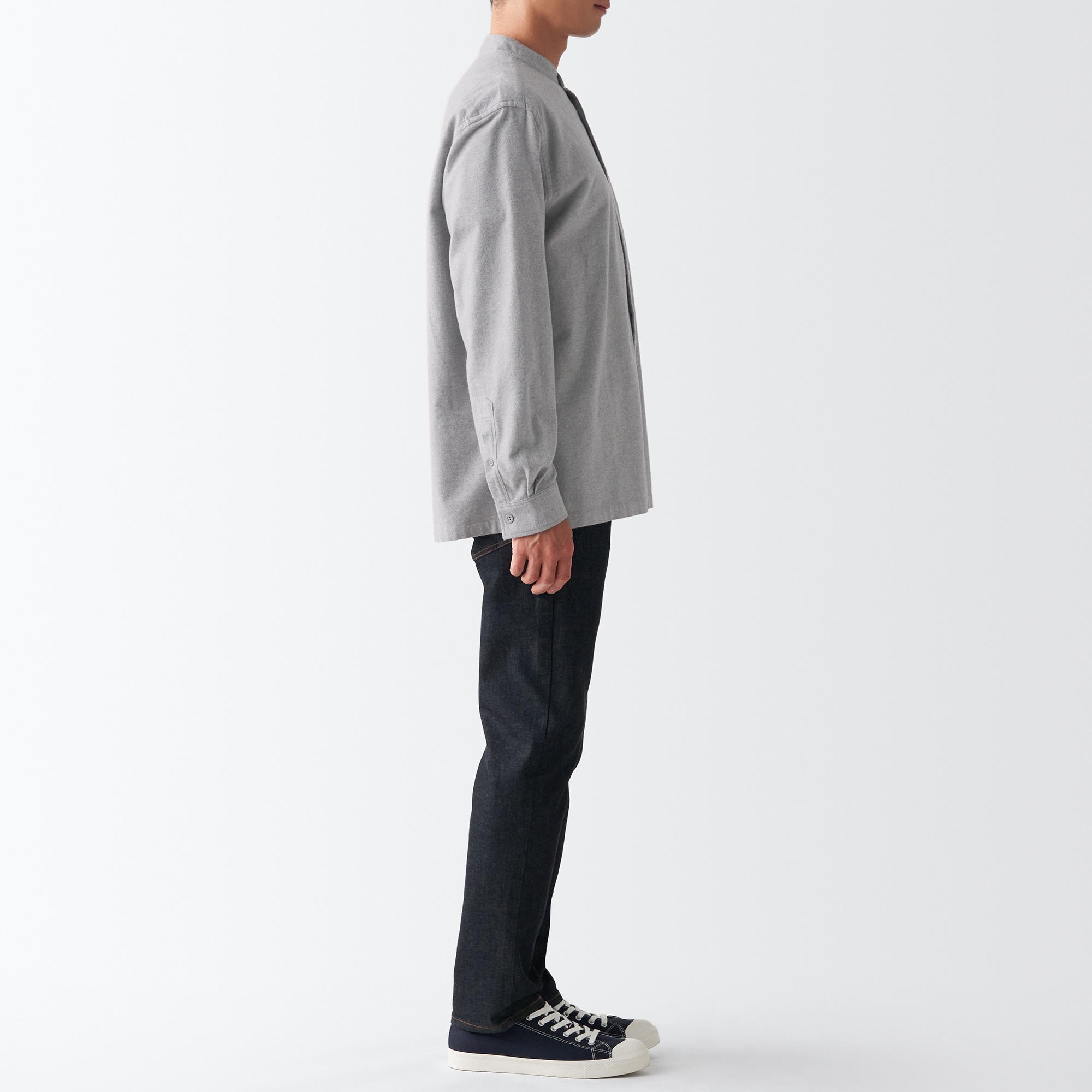 MUJI | Flannel Stand Collar Shirt