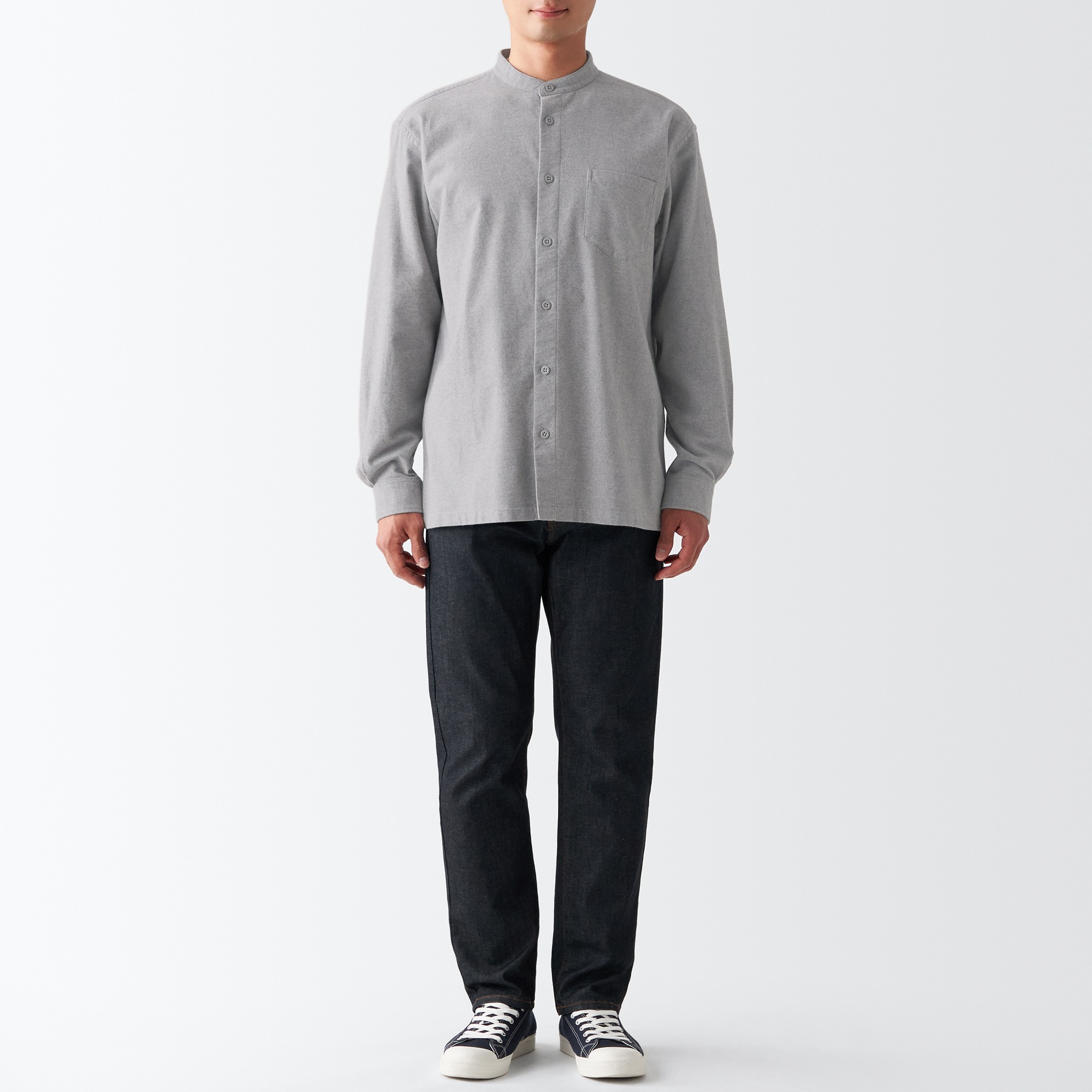 MUJI | Flannel Stand Collar Shirt
