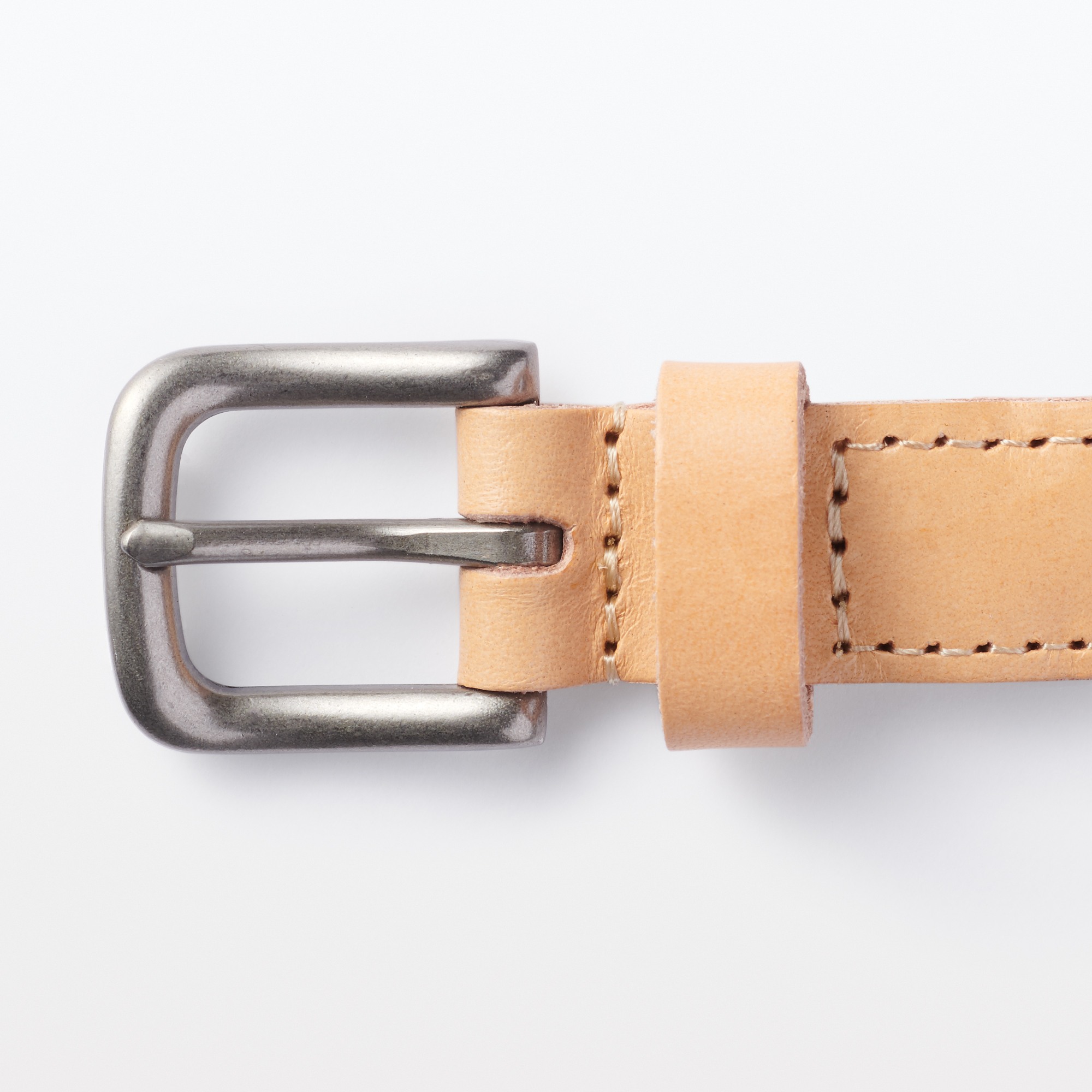 Vegetable tanned leather slim mesh belt