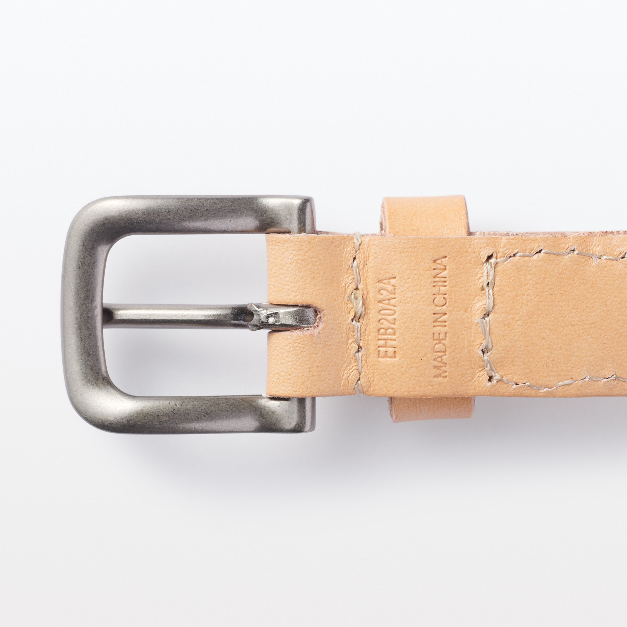 Vegetable tanned leather slim mesh belt
