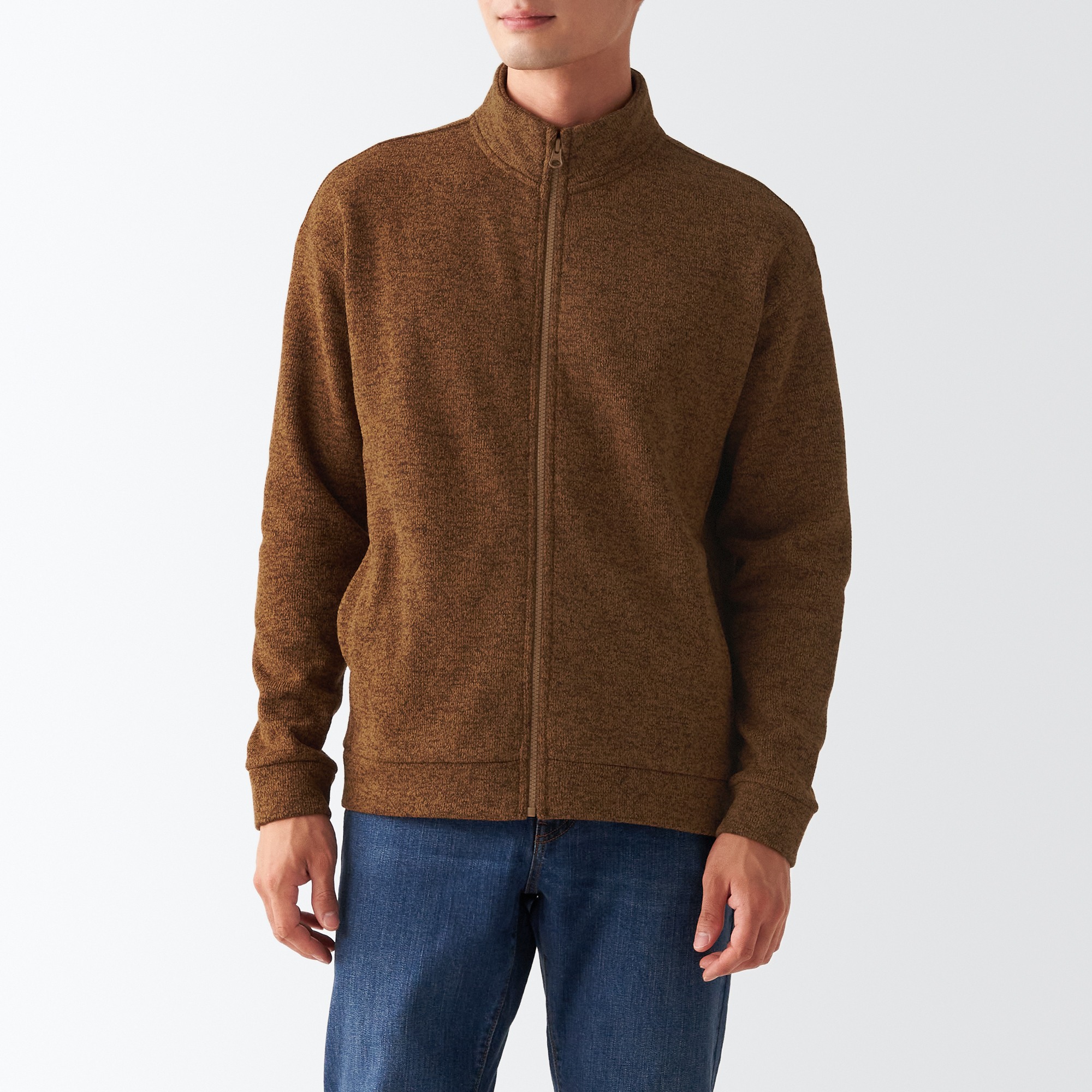 Knit fleece Stand collar jacket