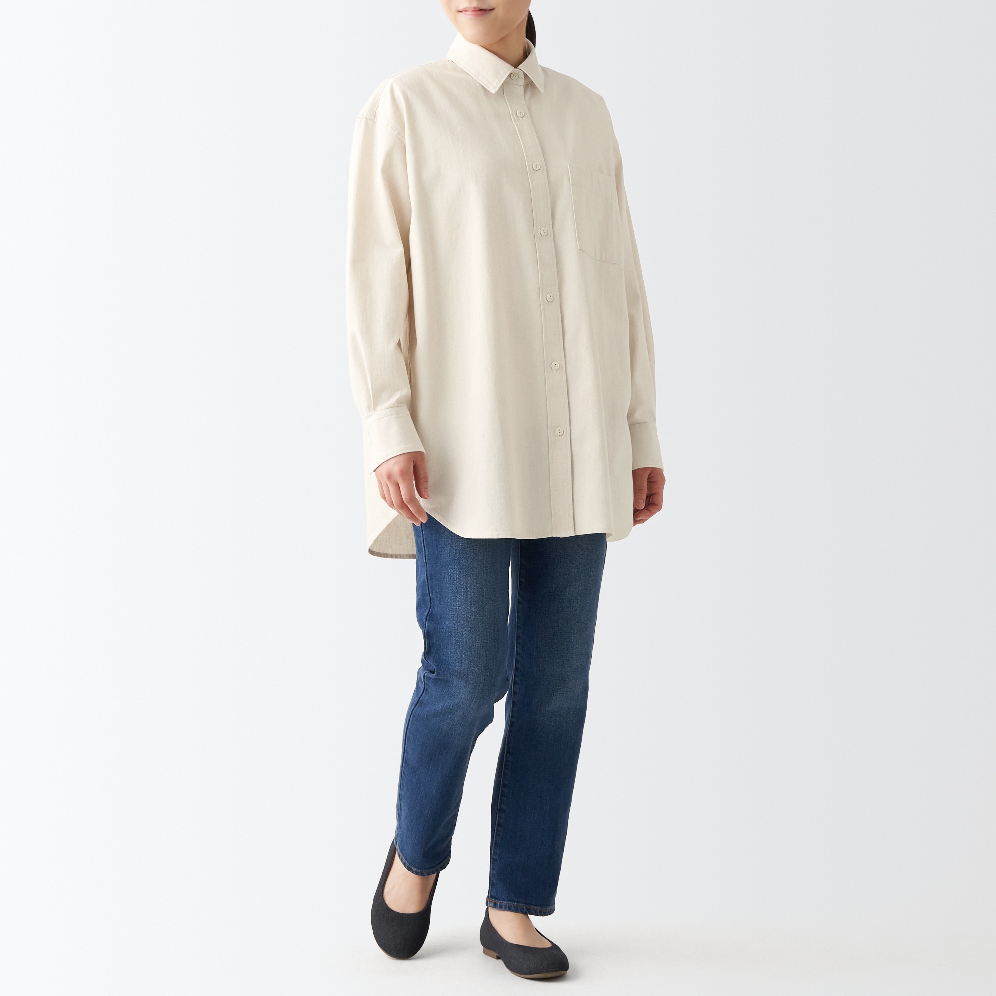 MUJI | Washed denim Regular Collar Tunic