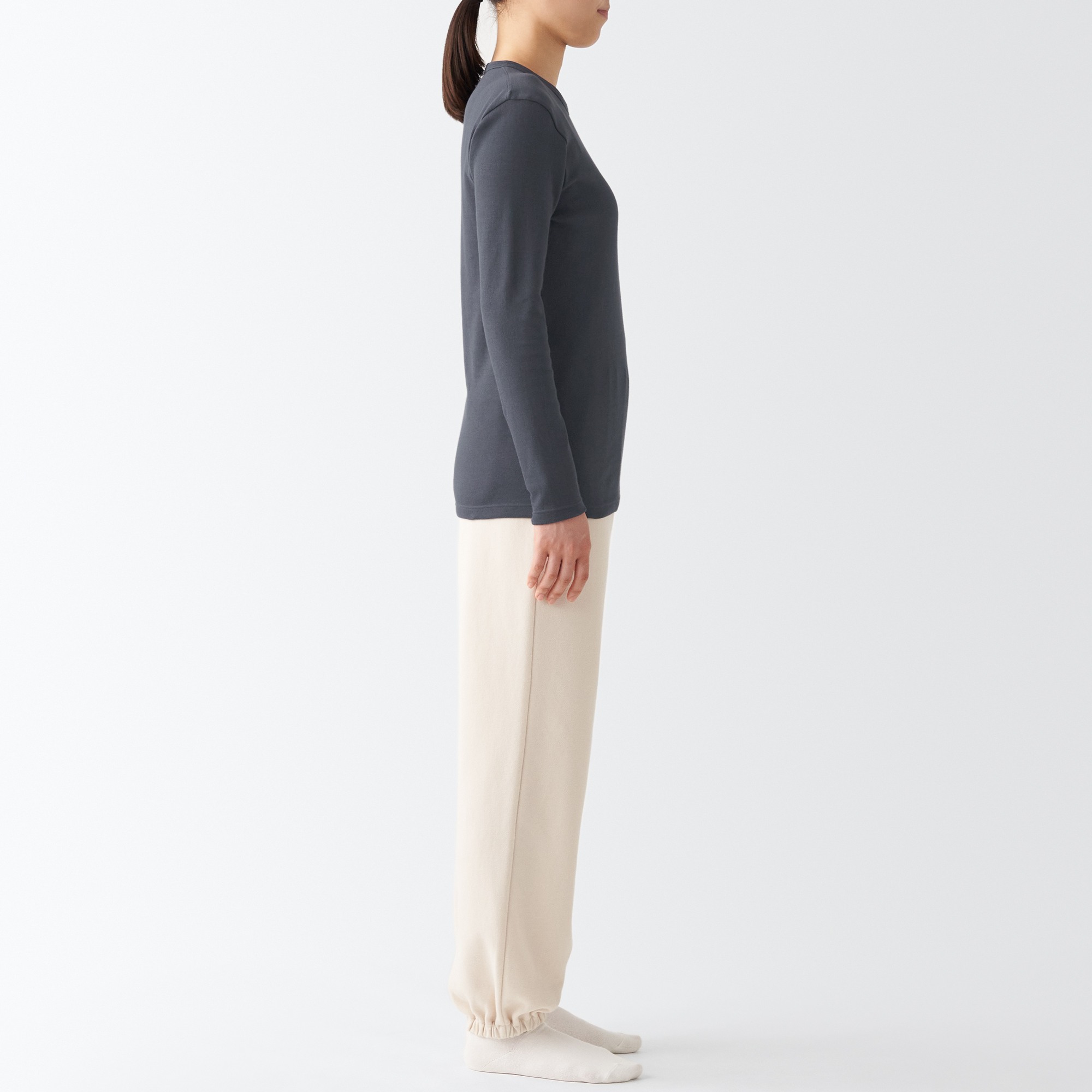 MUJI | Warm, thick cotton Long Sleeve T-shirt