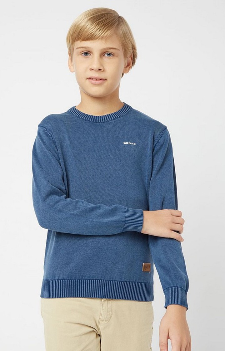 GAS | Erie Indigo Blue Crew-Neck Sweater