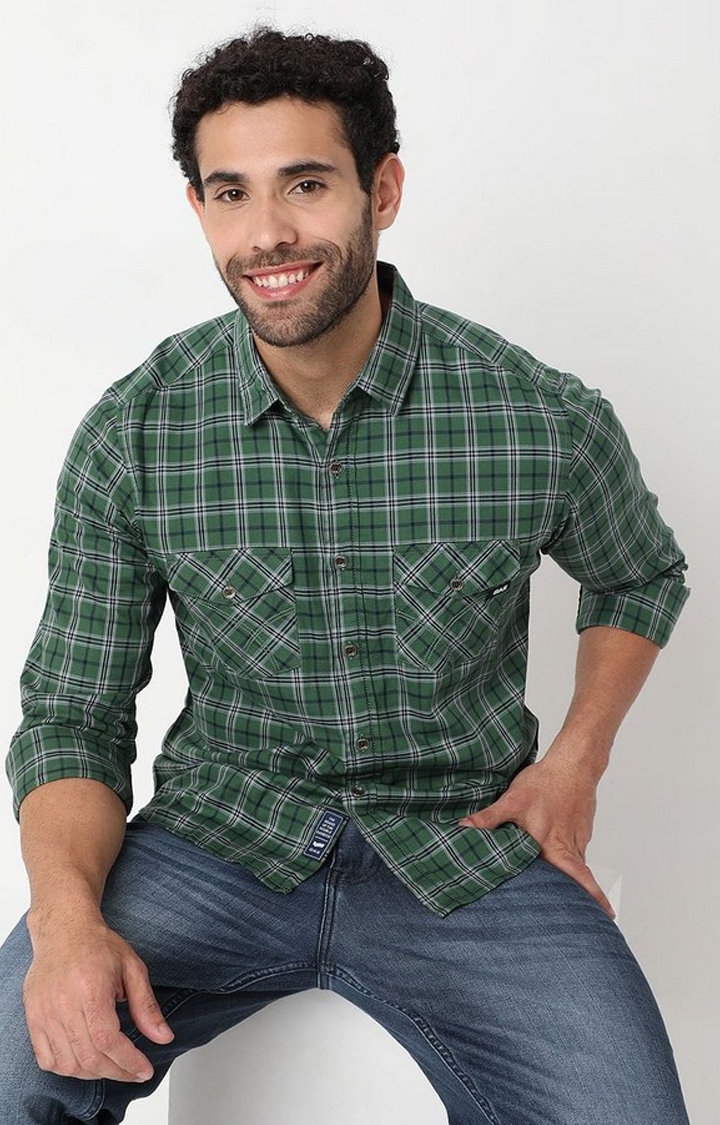 GAS | Regular Fit Green Cotton Shirt