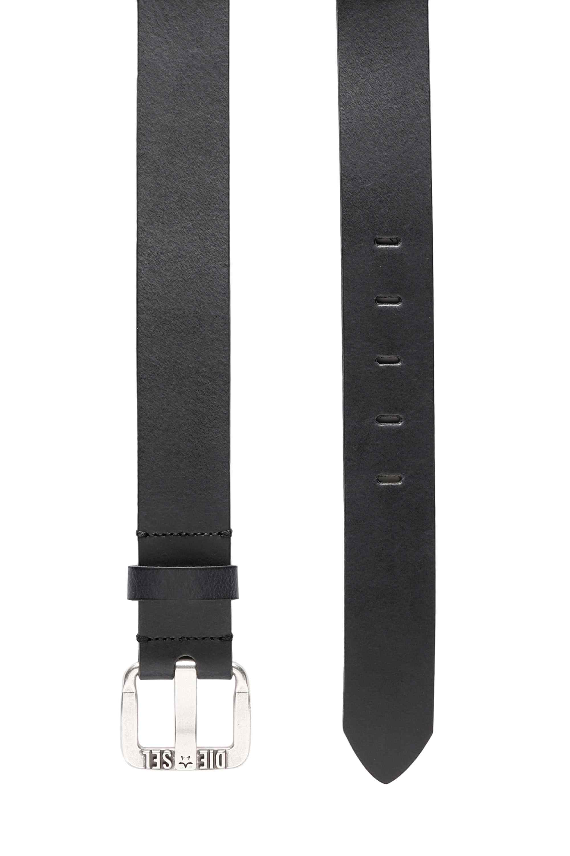 Black  Leather belt with metal star logo buckle