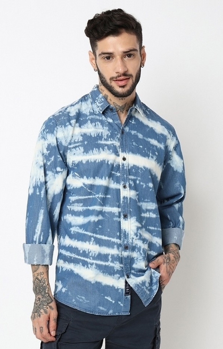 GAS | Regular Fit Full Sleeve Printed Denim Twill Shirts