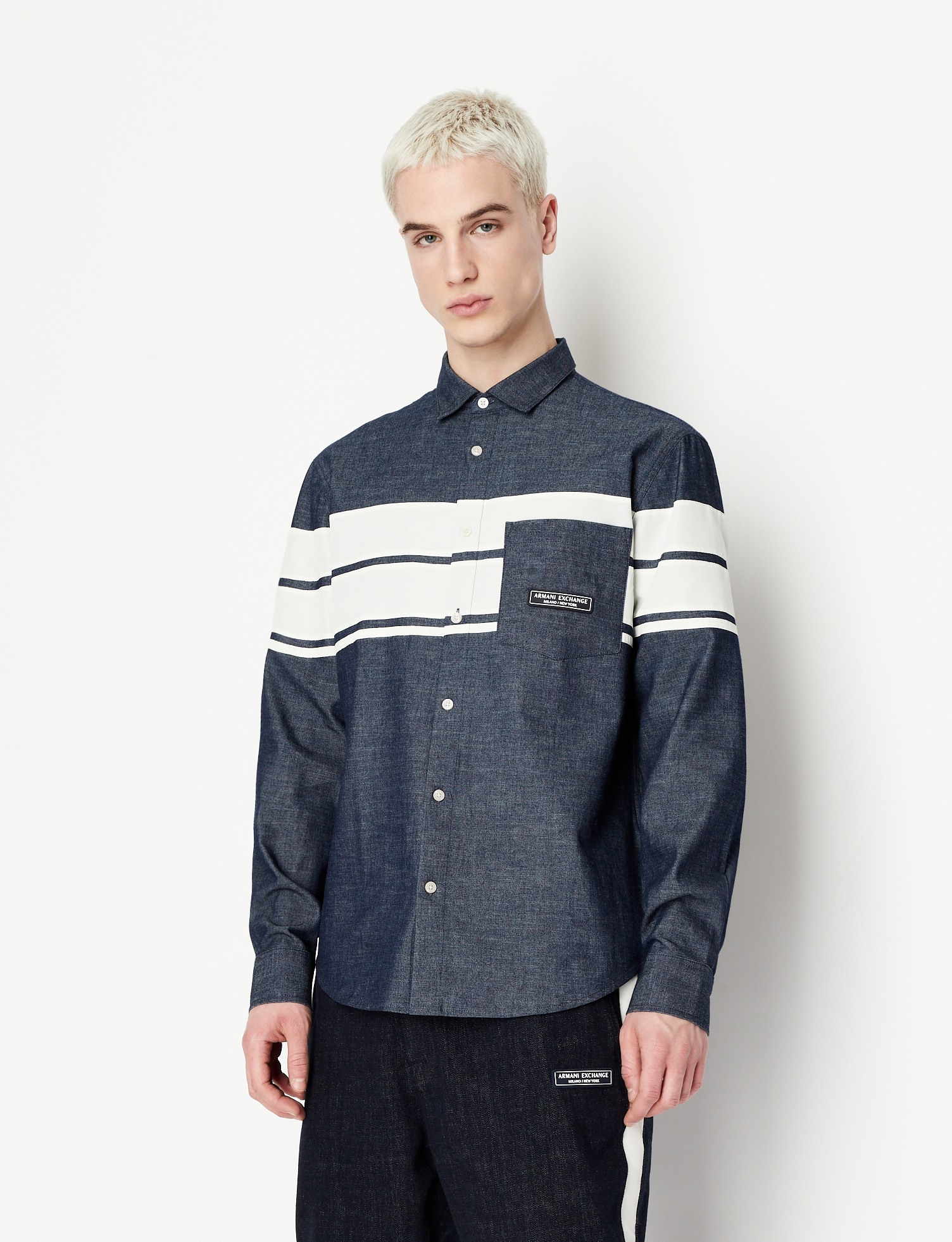 Armani exchange striped shirt cheap