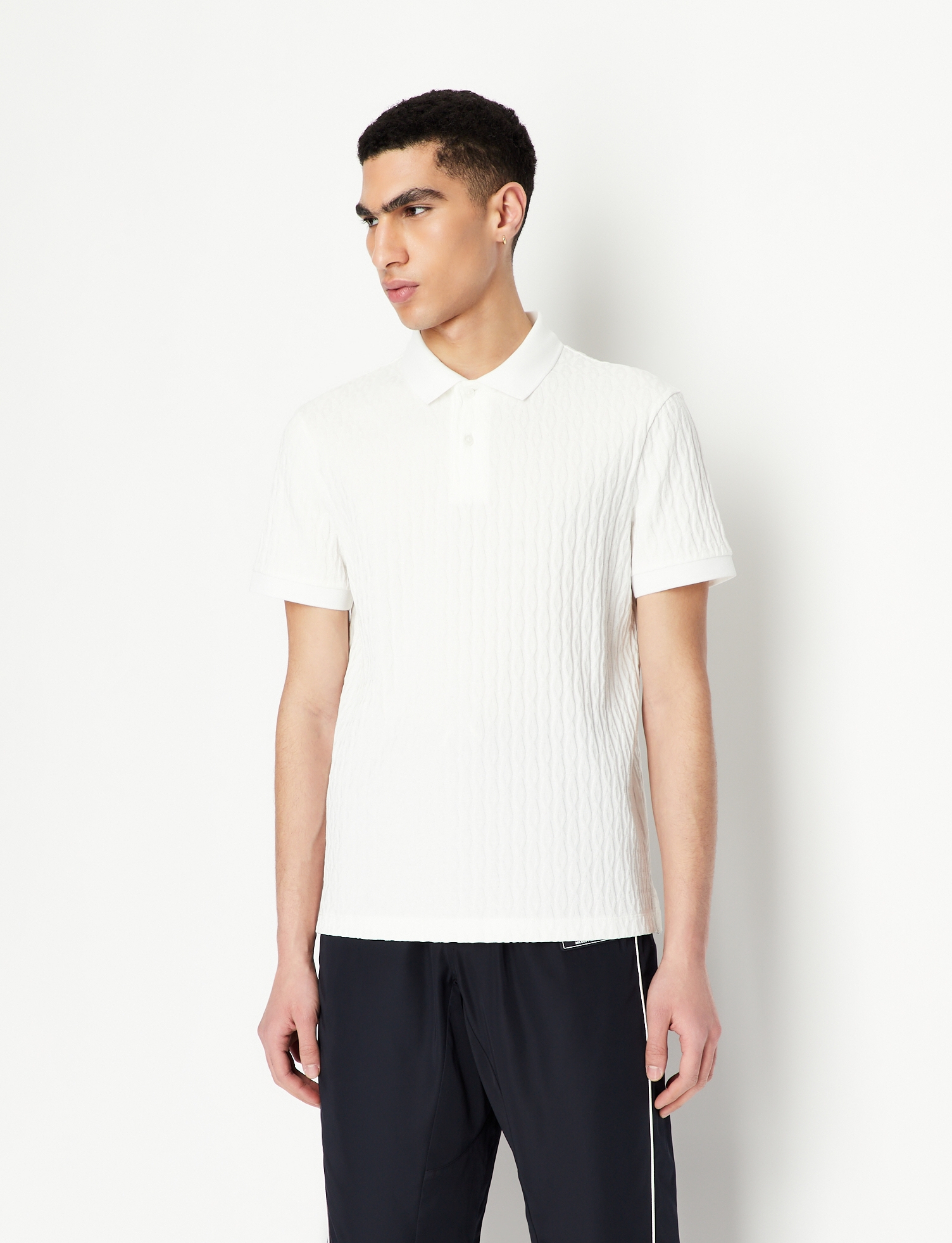 Textured Regular Fit Polo T-Shirt With Logo