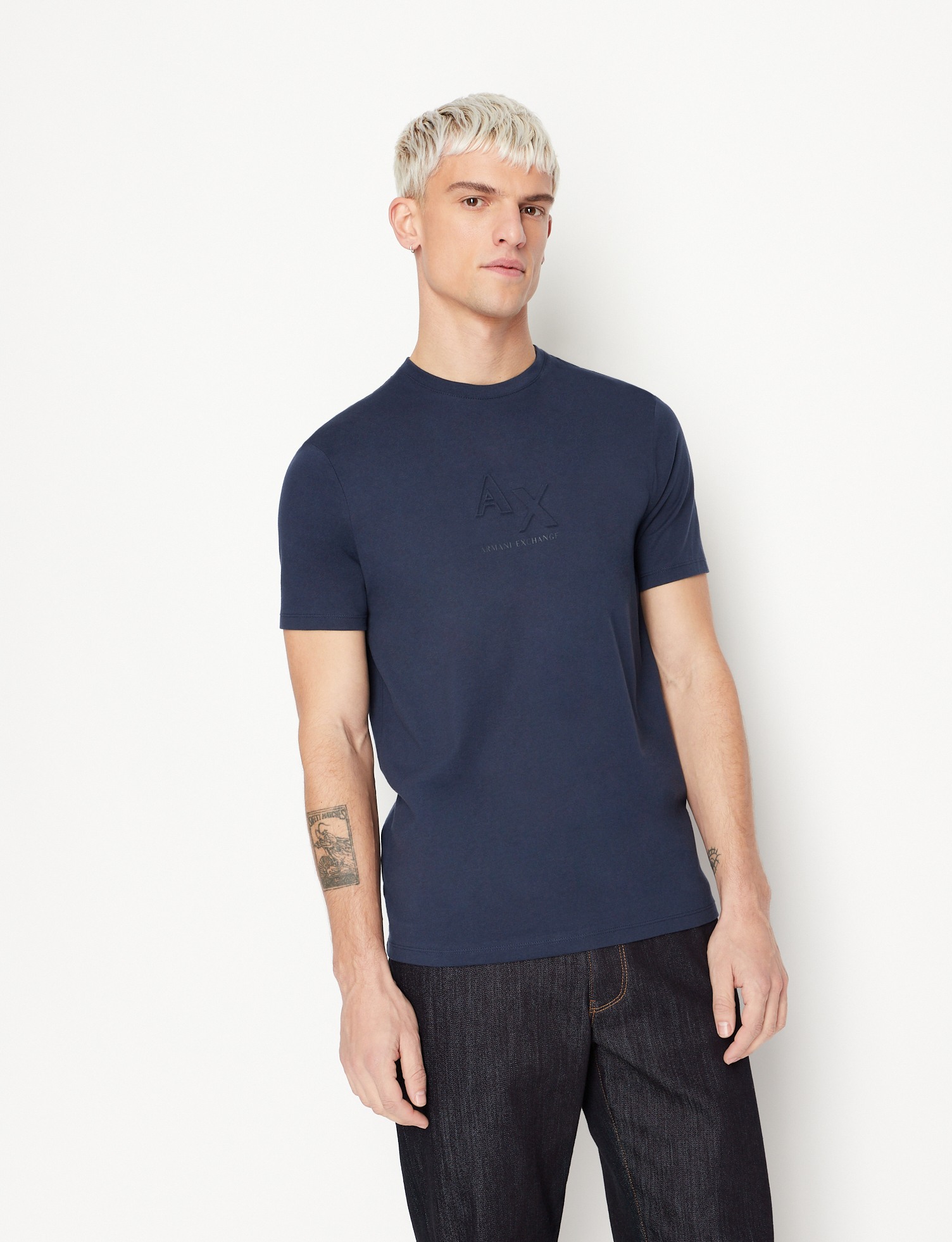 Men Navy Cotton  T-Shirt