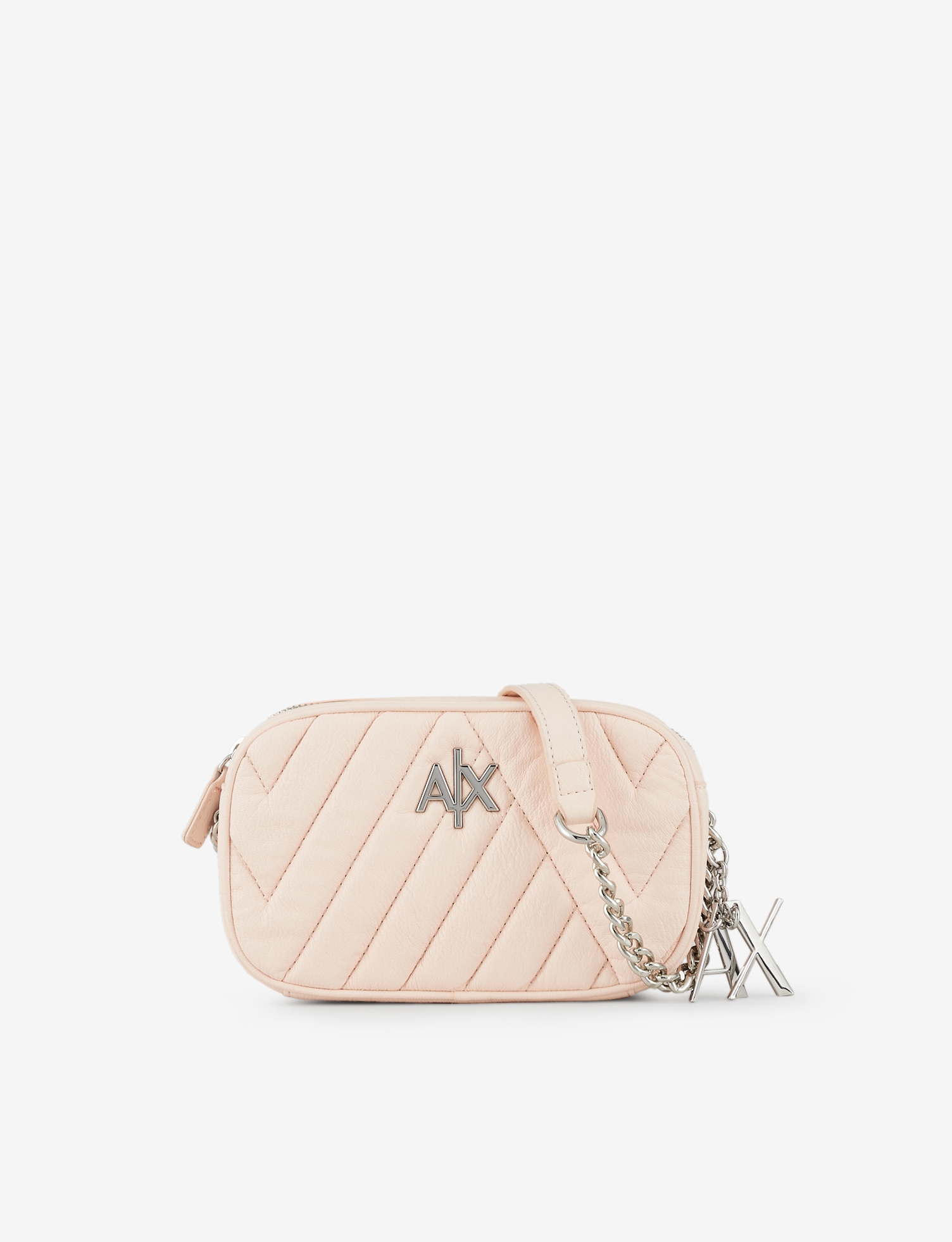 ARMANI EXCHANGE Quilted Crossbody Bag with Chain Strap & AX Charm For Women (Pink, OS)