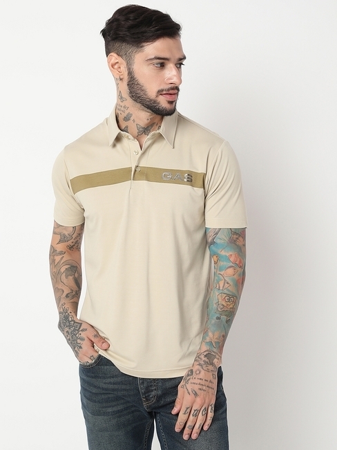 GAS | Regular Fit Half Sleeve Solid Tencil Lycra Polo T-Shirt