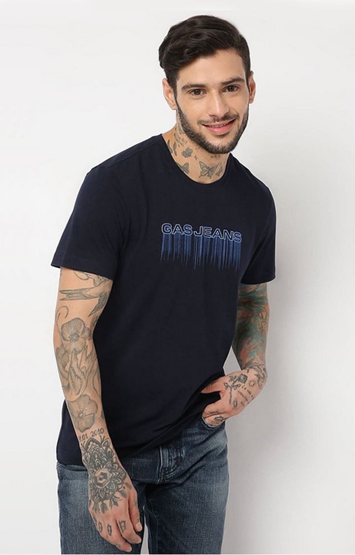 GAS | Regular Fit Half Sleeve Printed Cotton Lycra T-Shirt