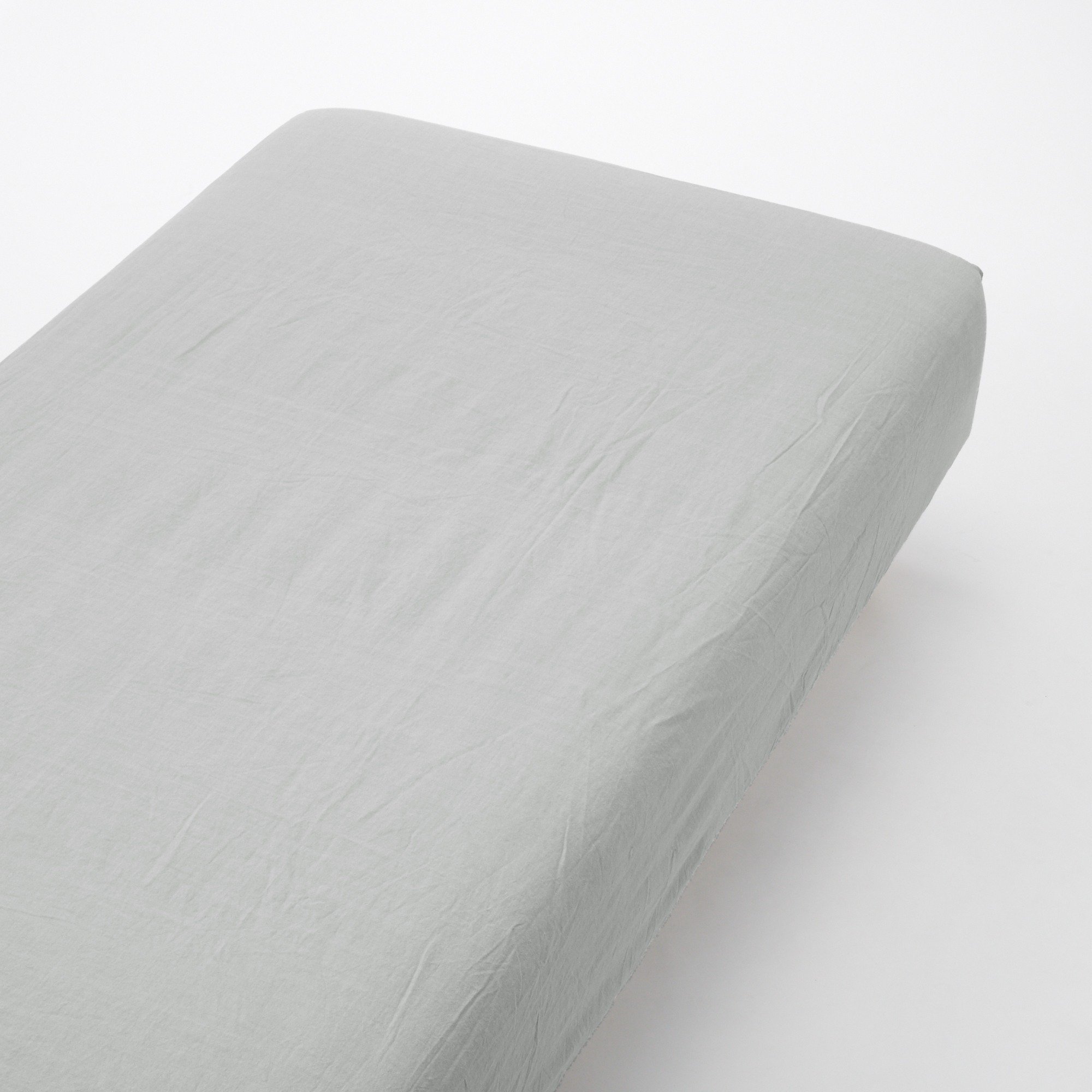WASHEDCOTTON FITTED SHEET Q GREY