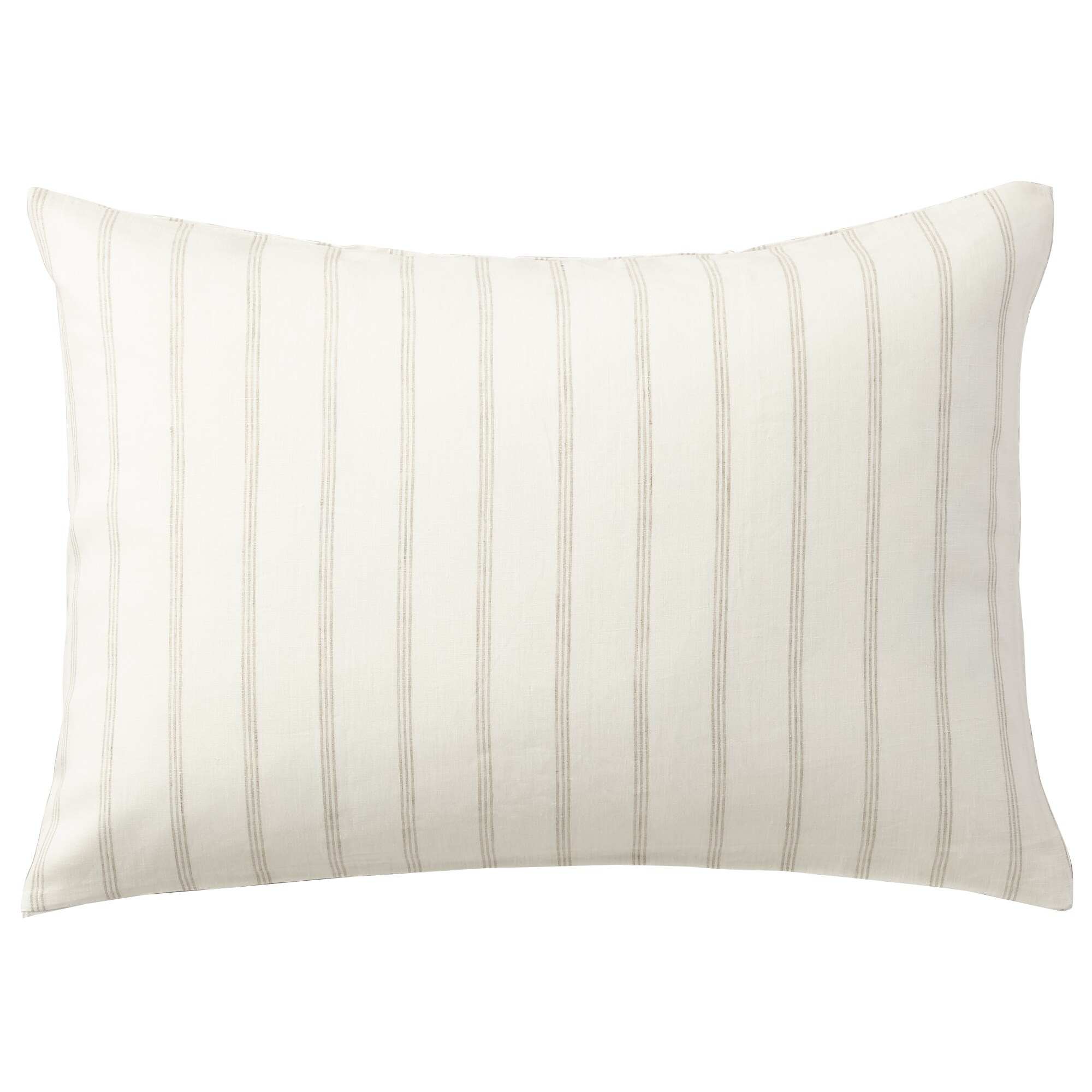 LINEN PLAIN WEAVE PILLOW CASE OFF WHITE STRIPE