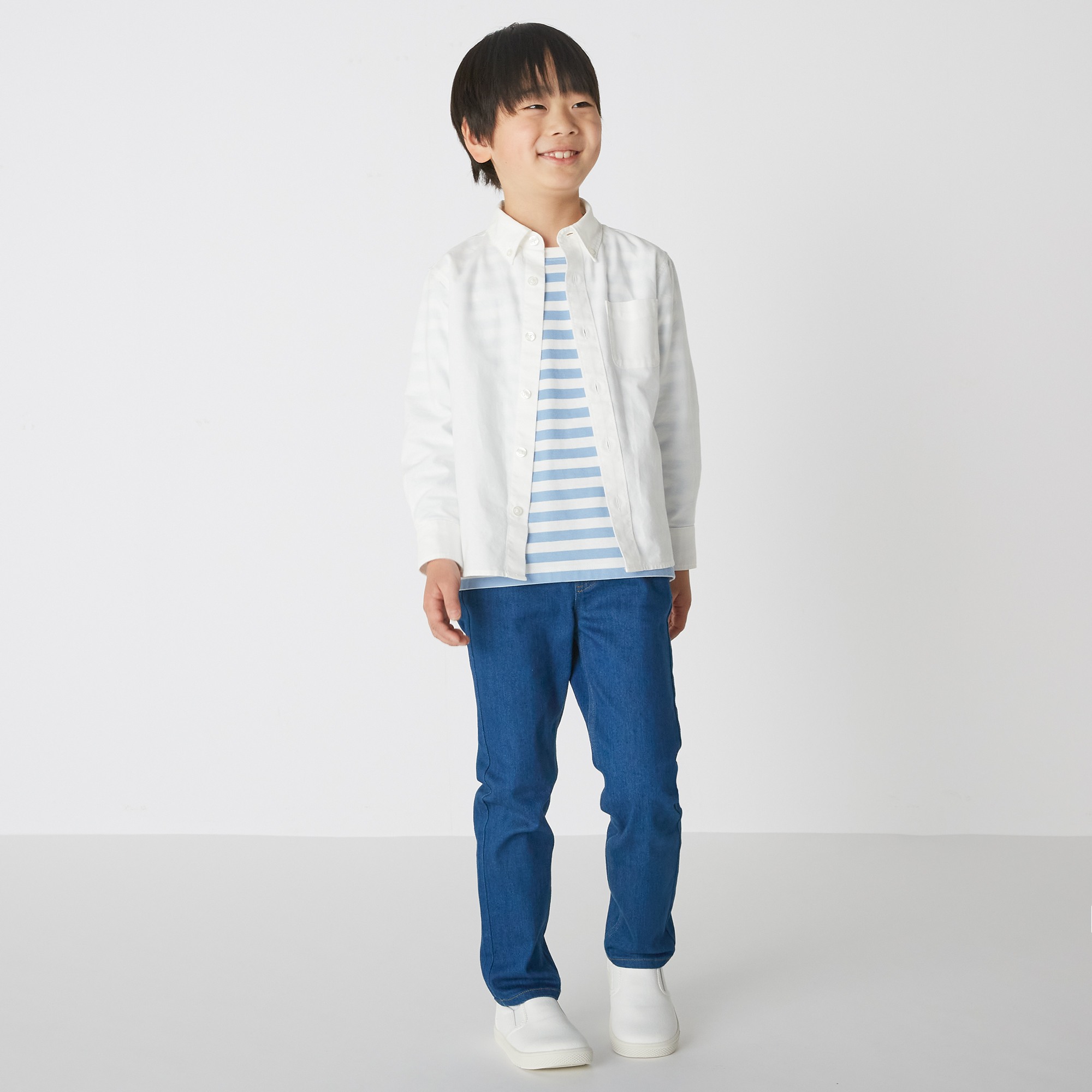 MUJI | Washed oxford Button down Long Sleeve shirt(kids)