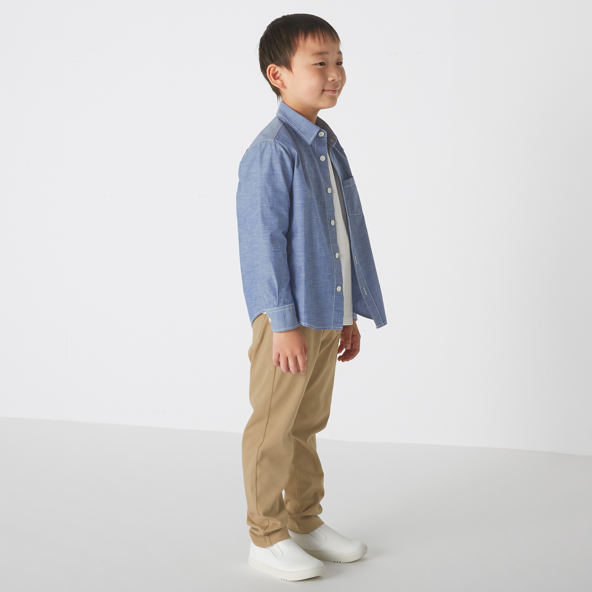 Washed chambray Long Sleeve shirt(kids)