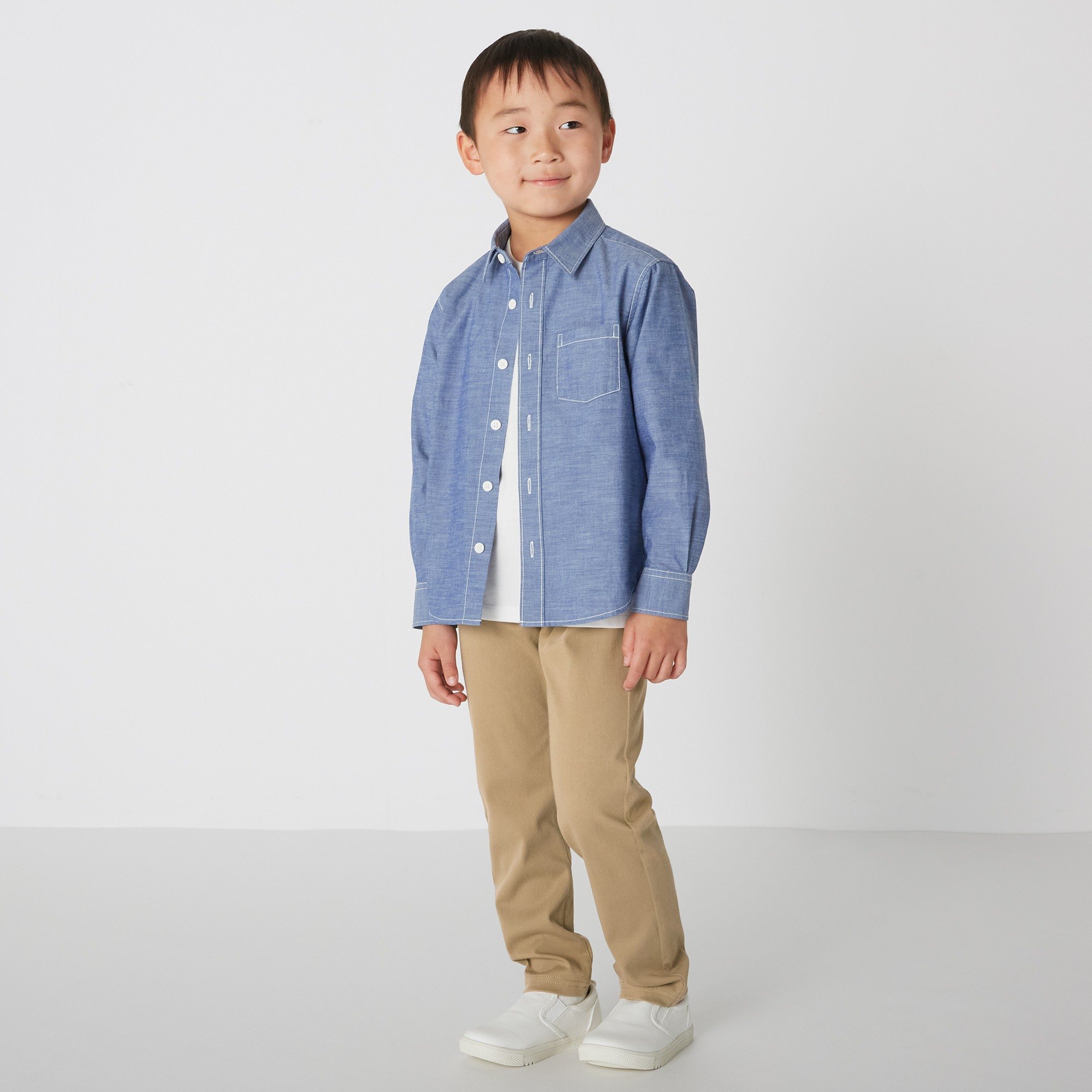 Washed chambray Long Sleeve shirt(kids)