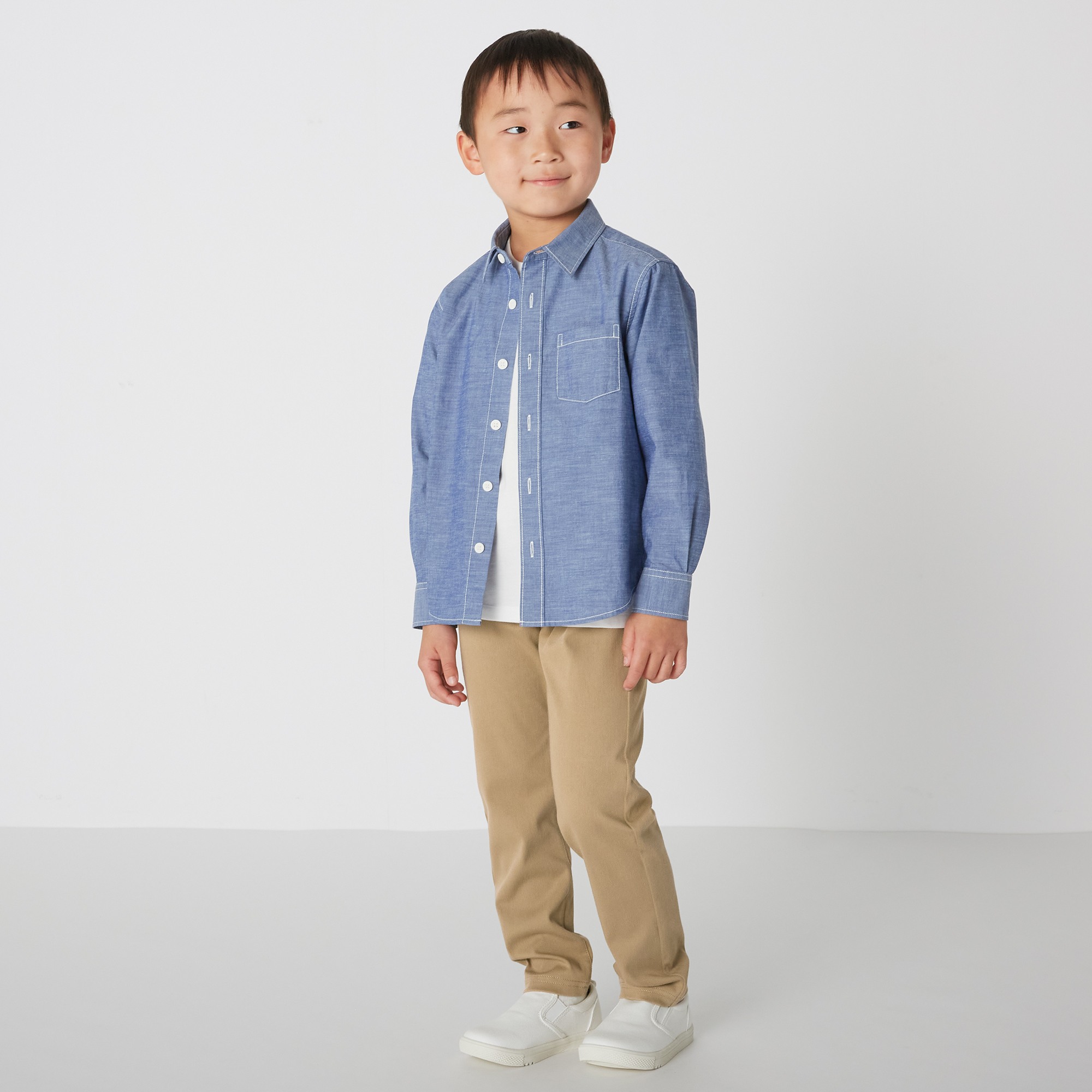 Washed chambray L/S shirt(kids)