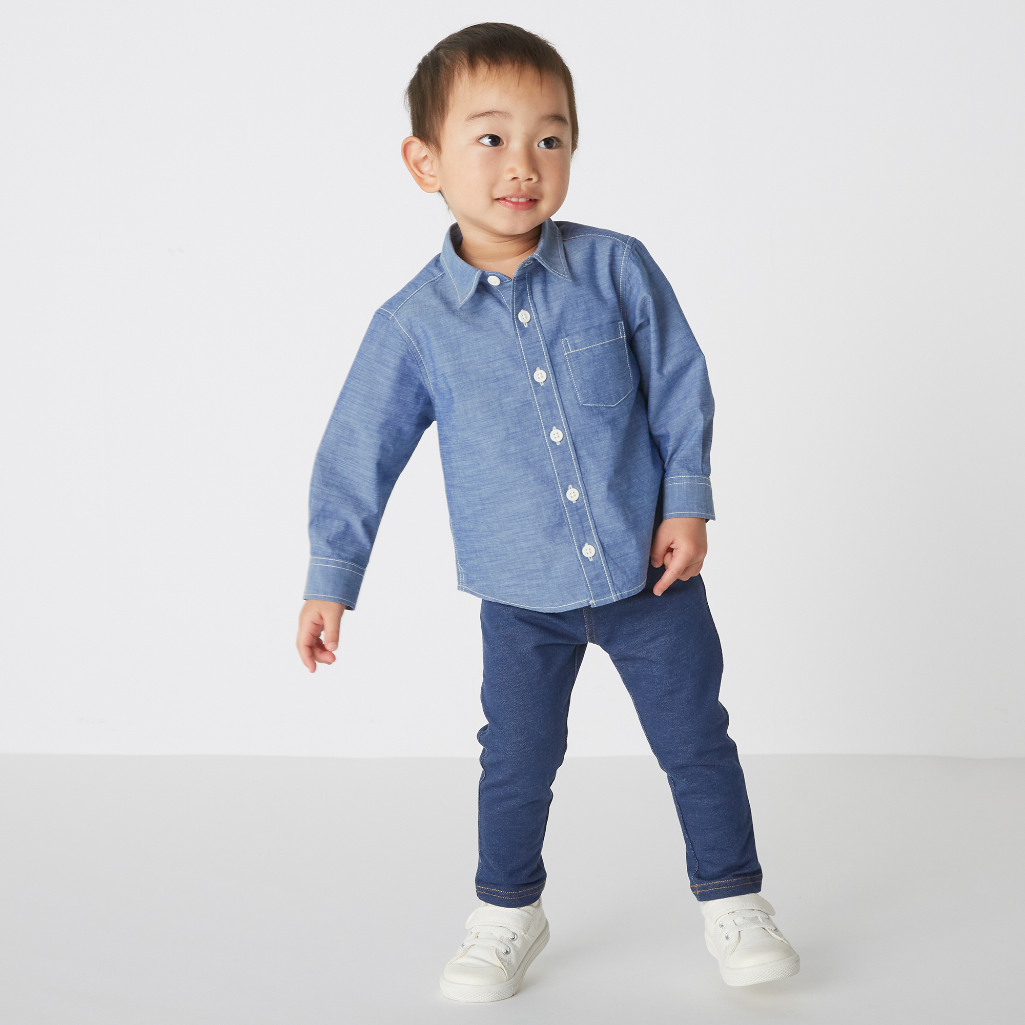 Washed chambray L/S shirt(Baby)