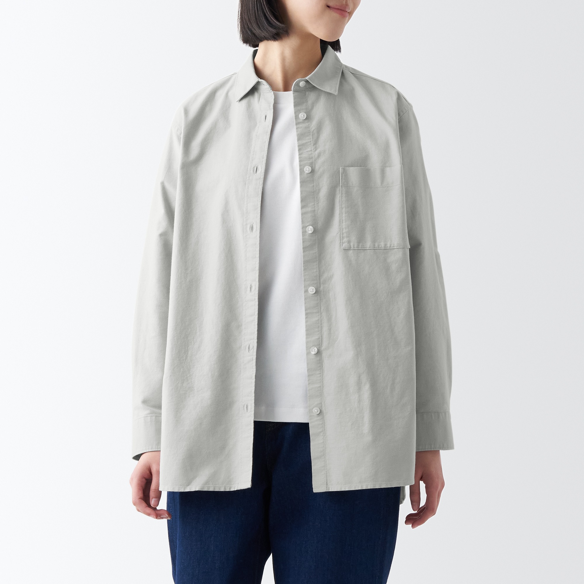 MUJI | Kapok blend  Oxford Long Sleeve shirt