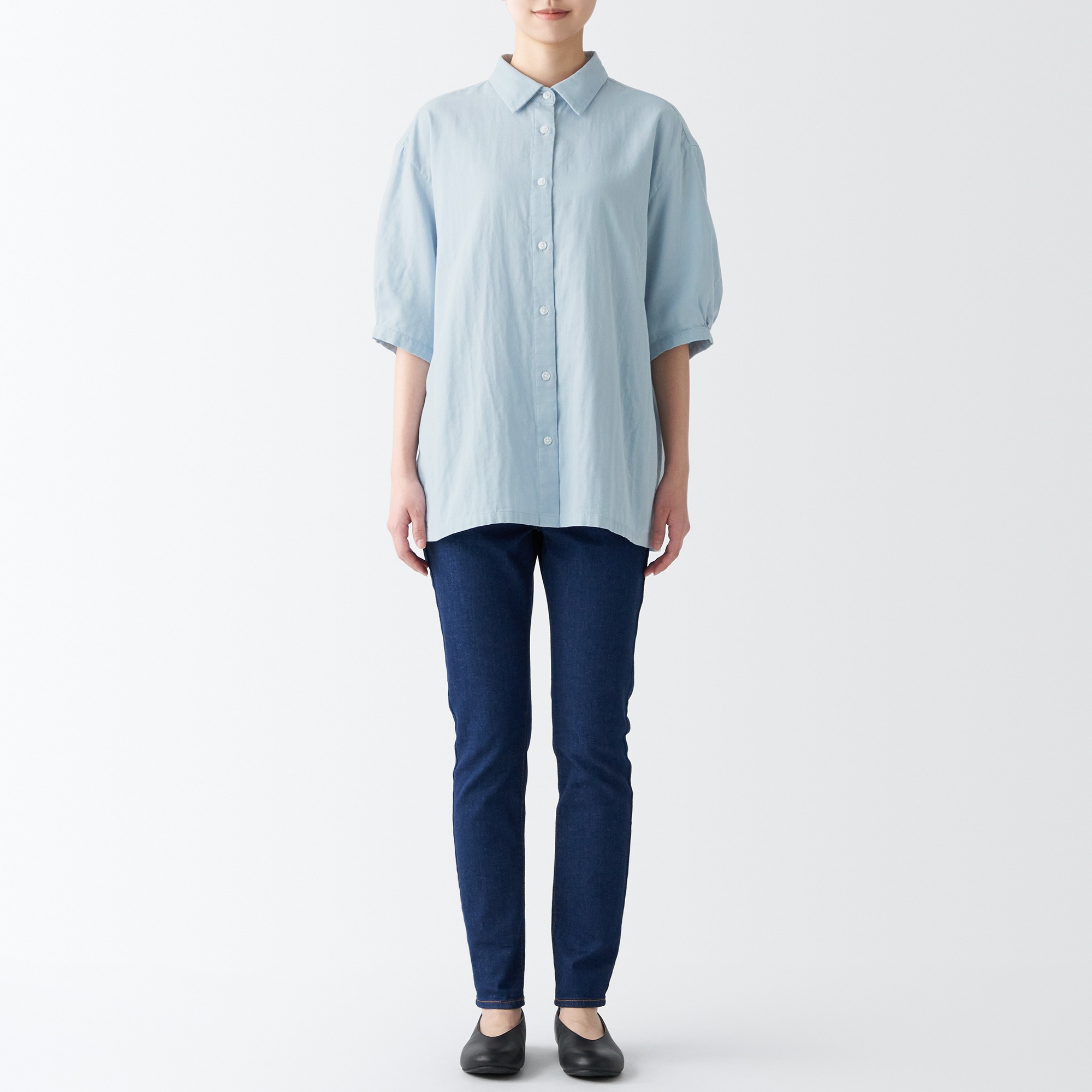 Double gauze 1/2 sleeve blouse
