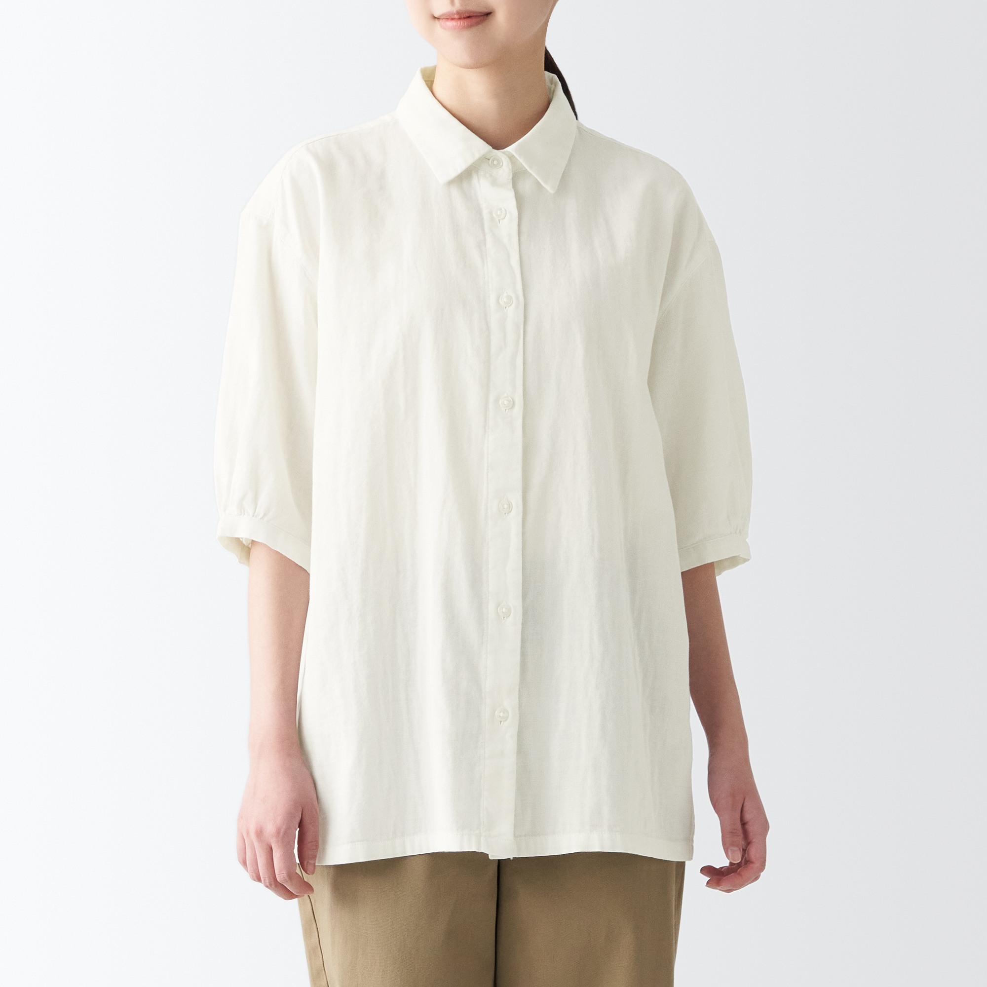 Double gauze 1/2 sleeve blouse