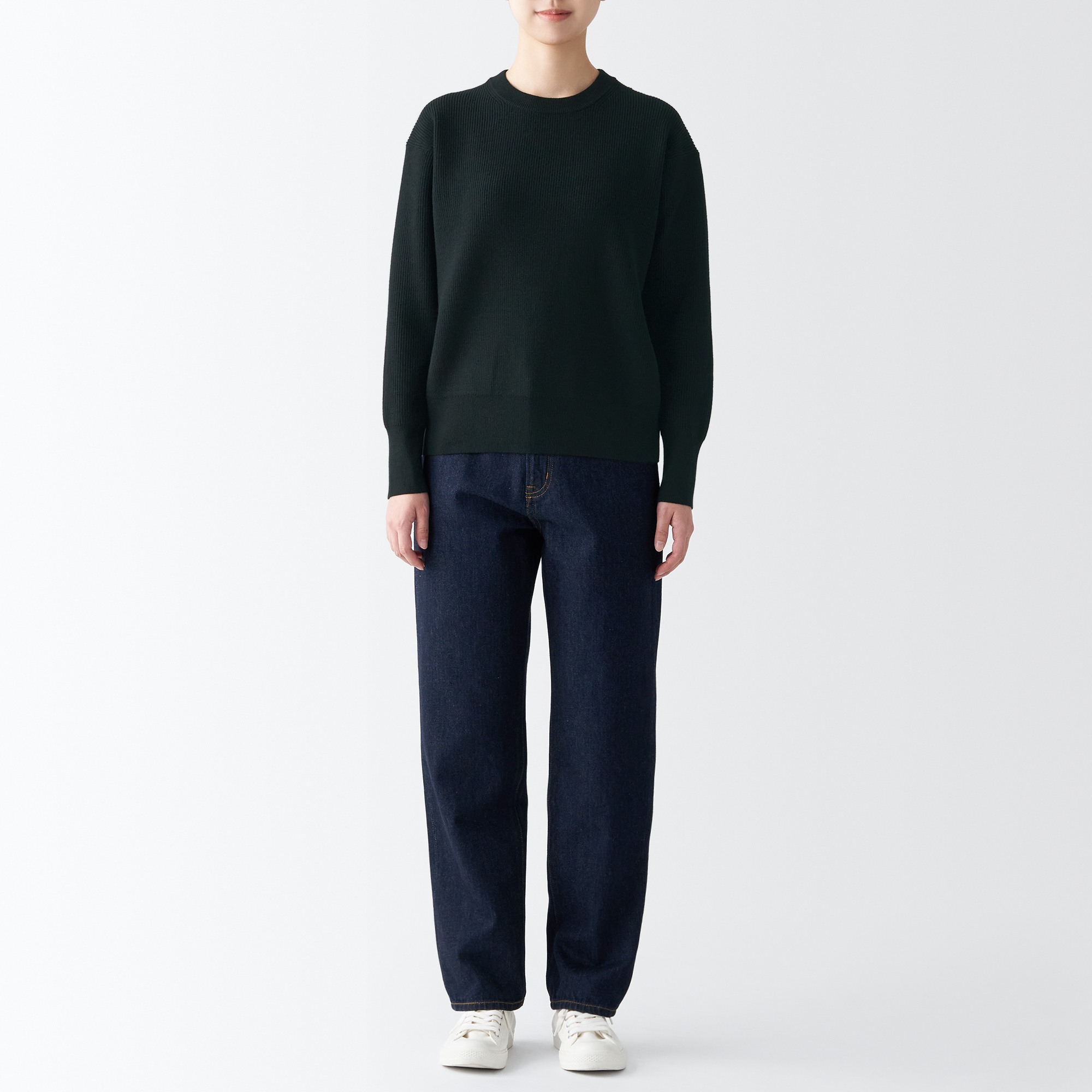 Shape-keeping Ribbed Crew neck sweater