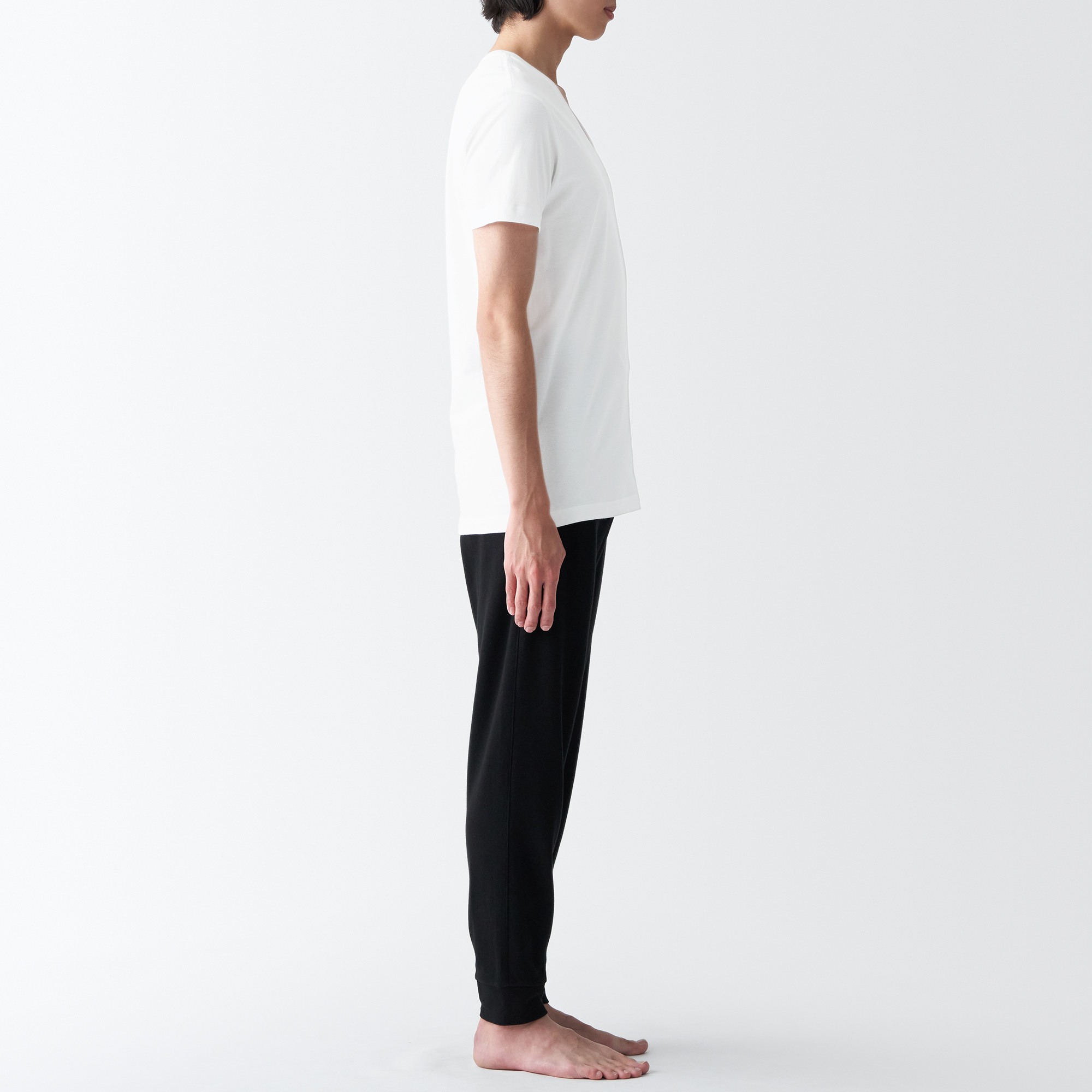 Side Seamless jersey V neck T-Shirt