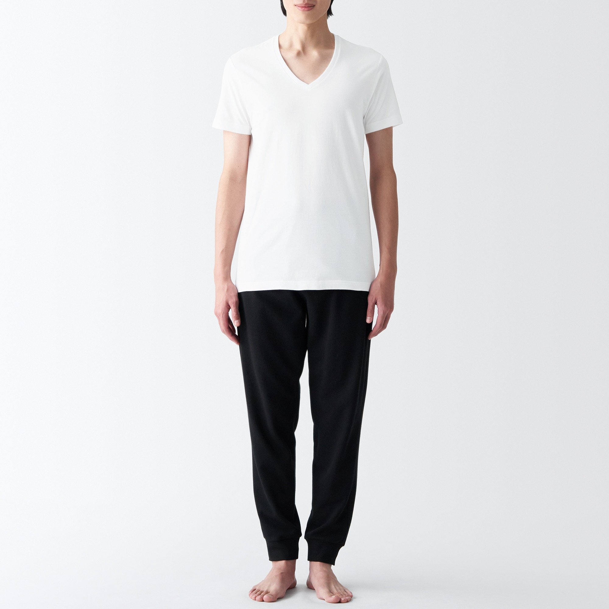 MUJI | Side Seamless jersey V neck T-Shirt