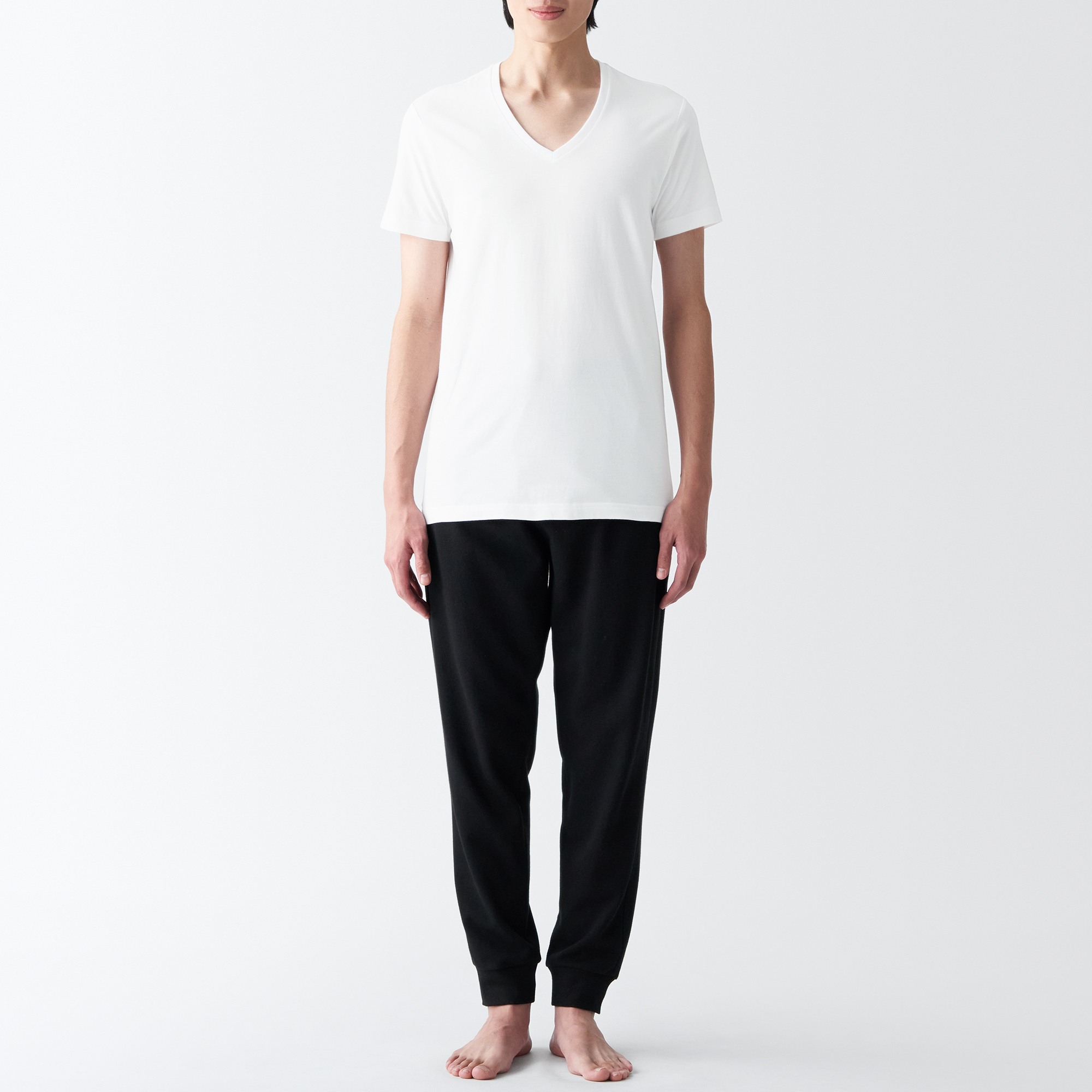 Side Seamless jersey V neck T-Shirt
