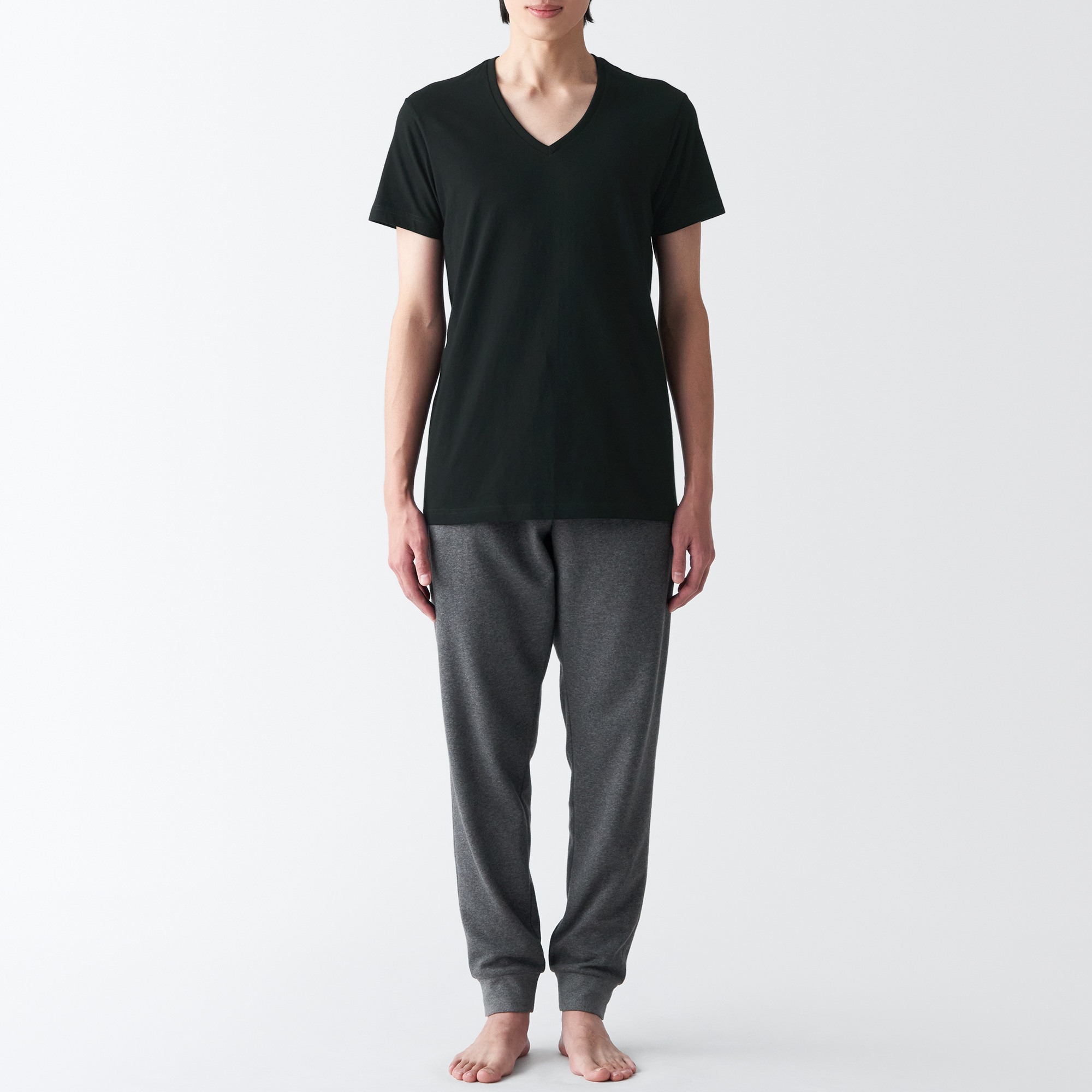 MUJI | Side Seamless jersey V neck T-Shirt