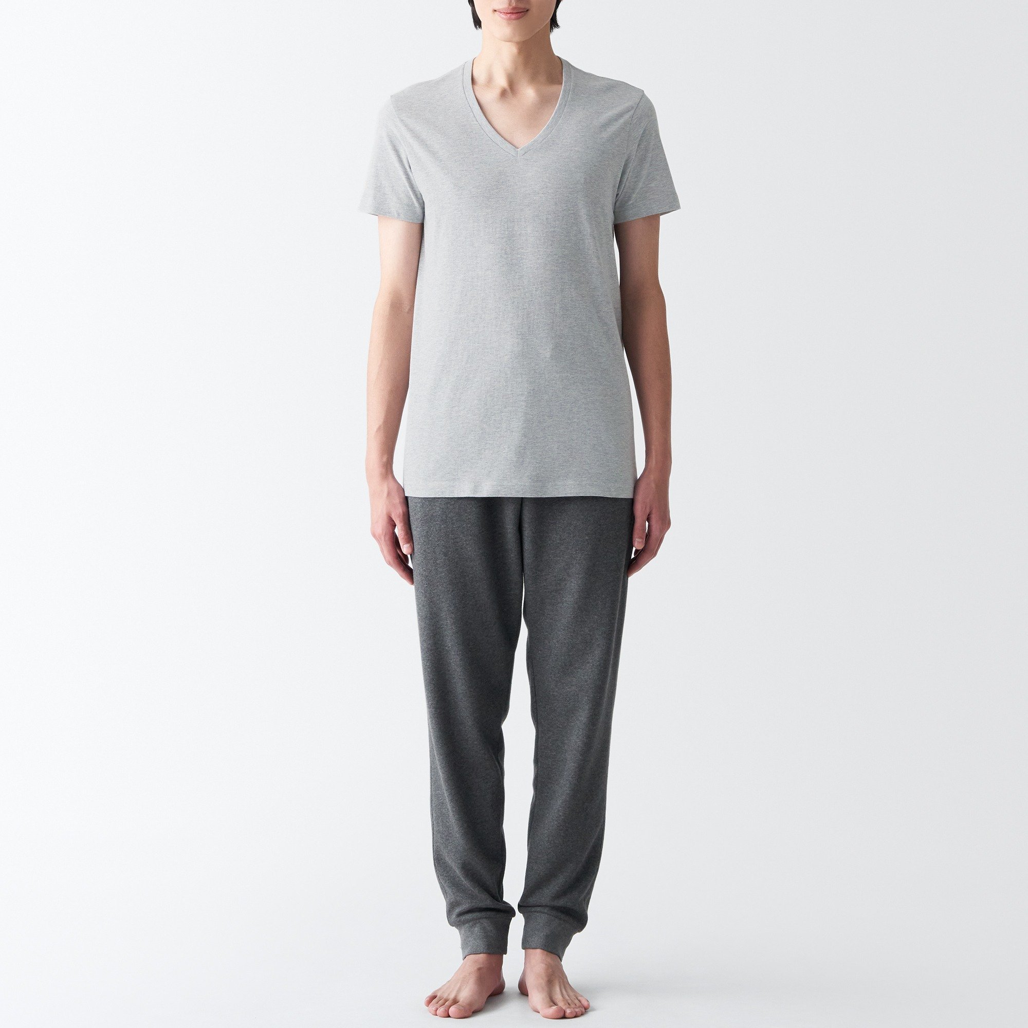 MUJI | Side Seamless jersey V neck T-Shirt