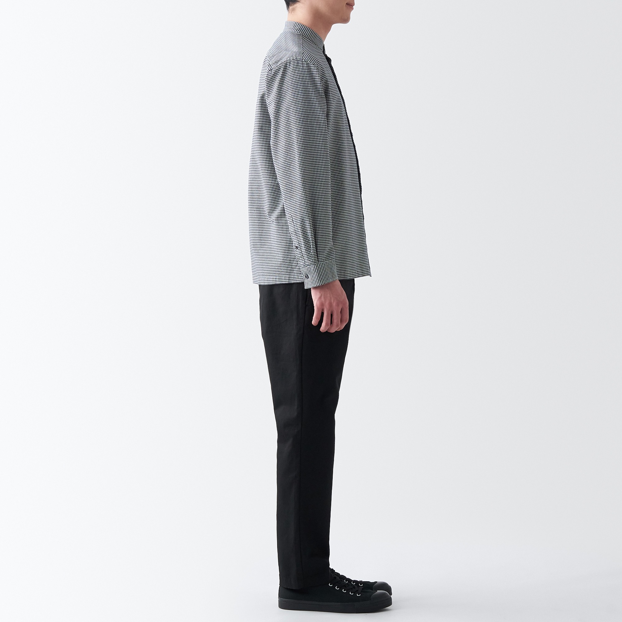 Washed Oxford Stand Collar Shirt