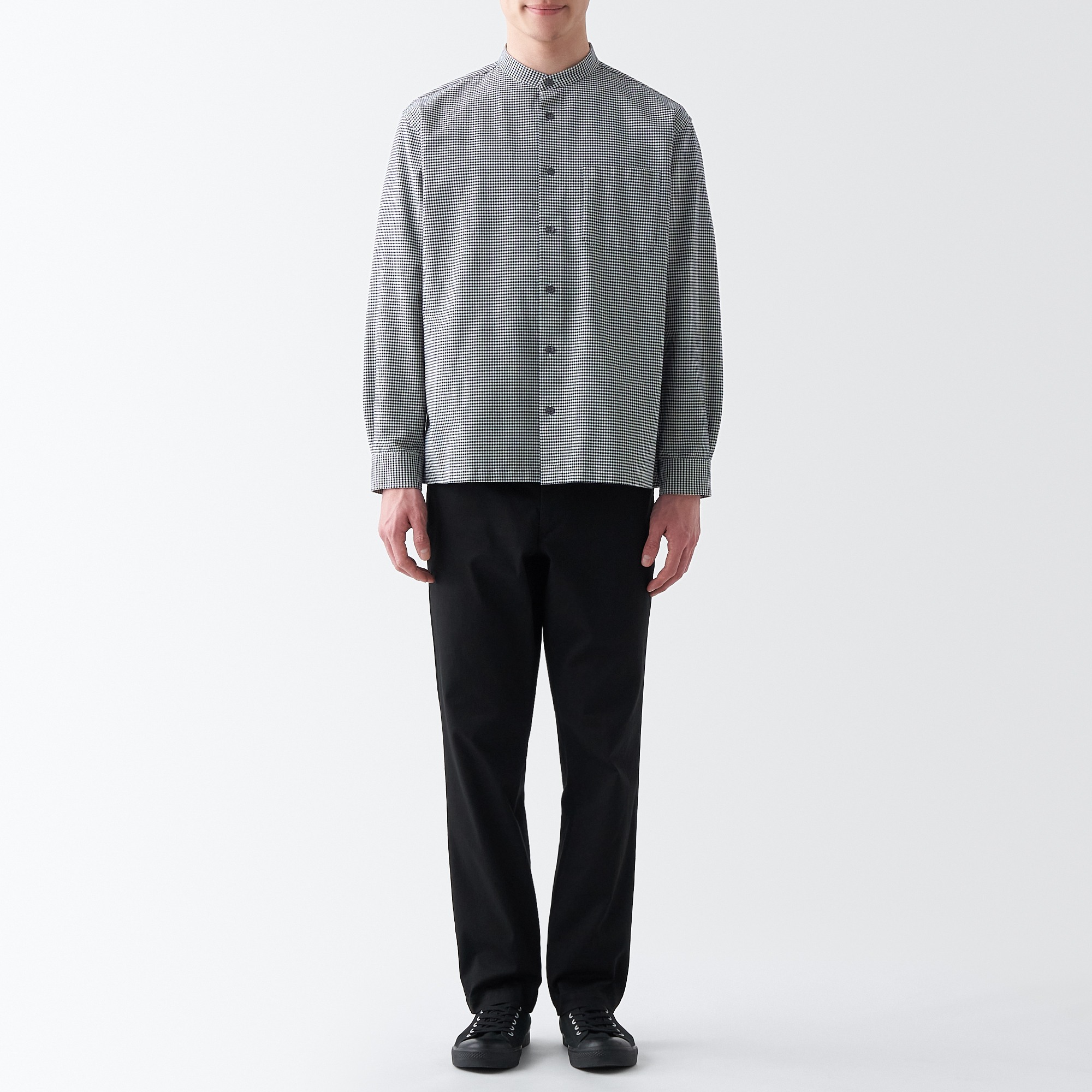 Washed Oxford Stand Collar Shirt