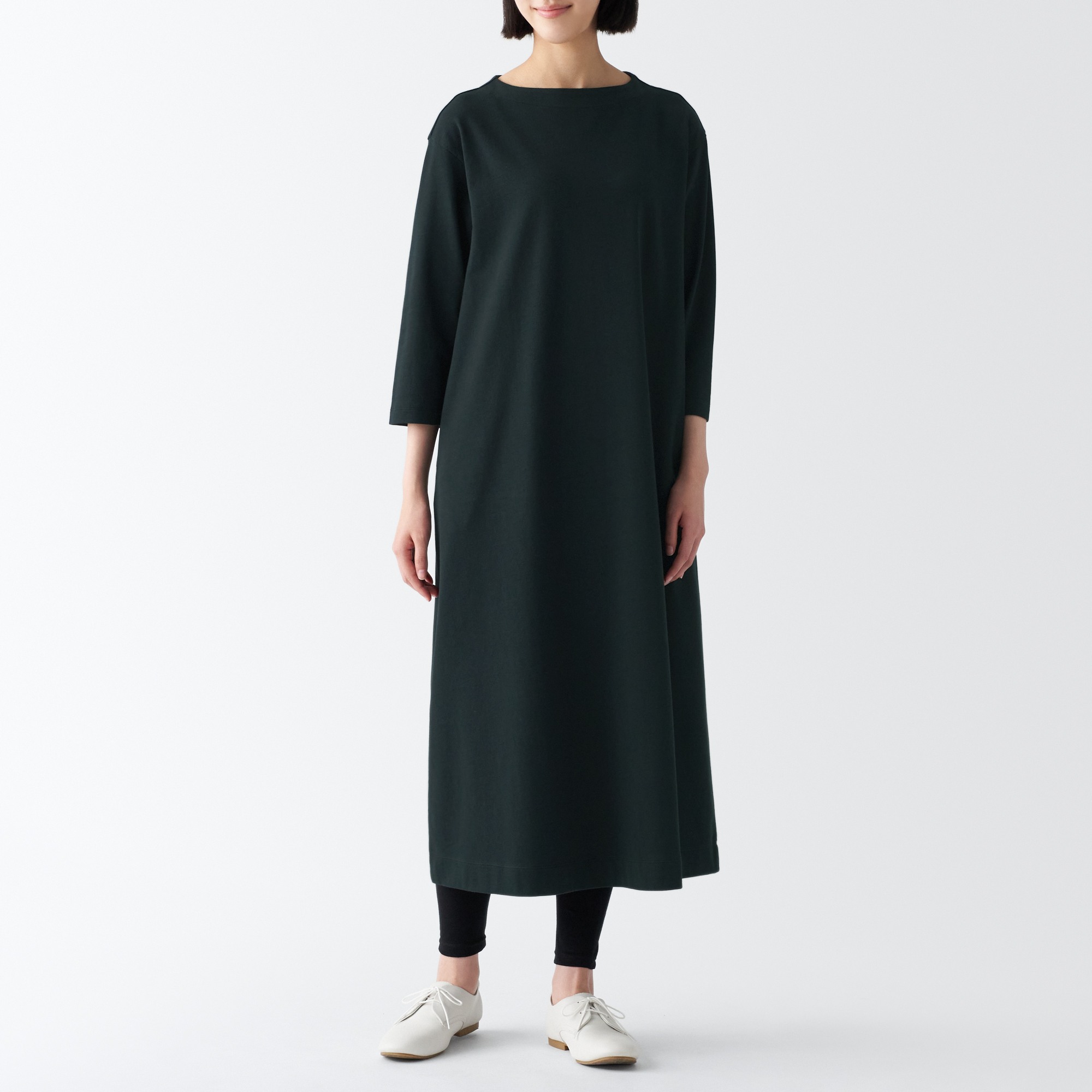 MUJI | Heavy weight jersey 3/4 sleeve dress