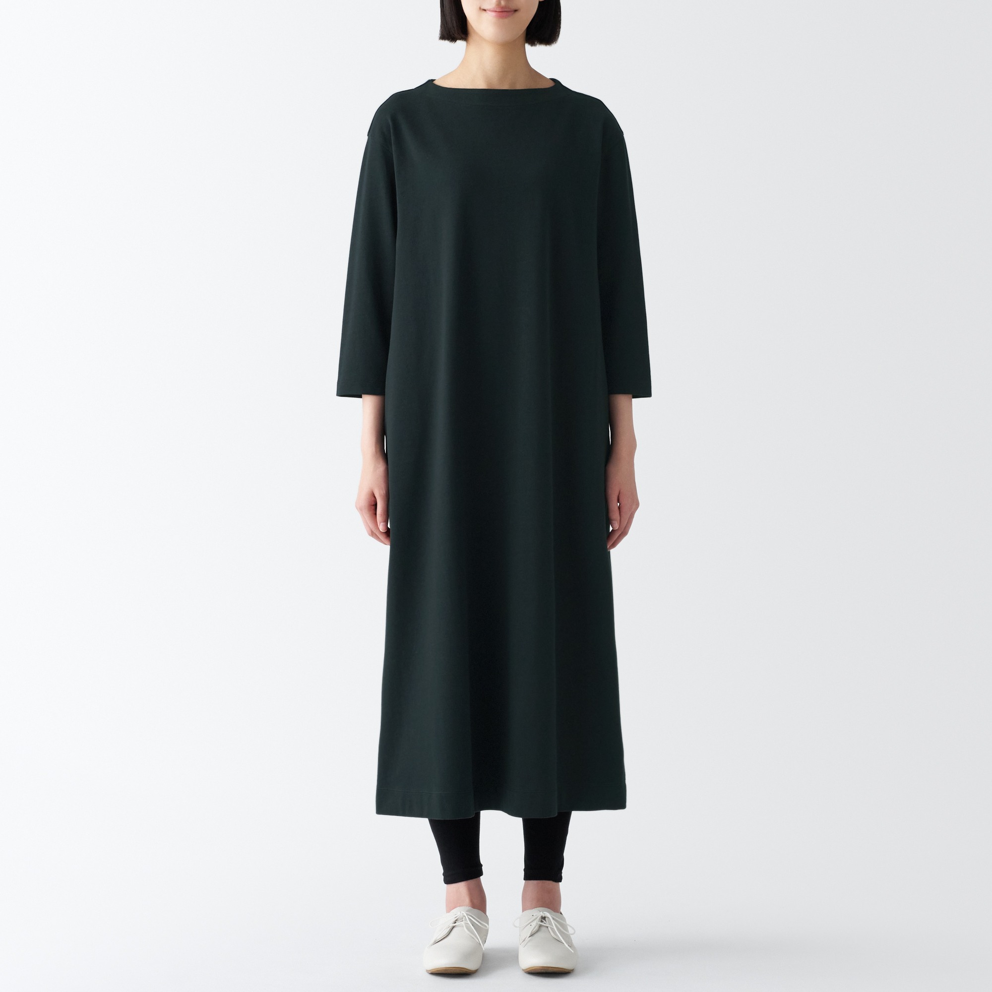 MUJI | Heavy weight jersey 3/4 sleeve dress