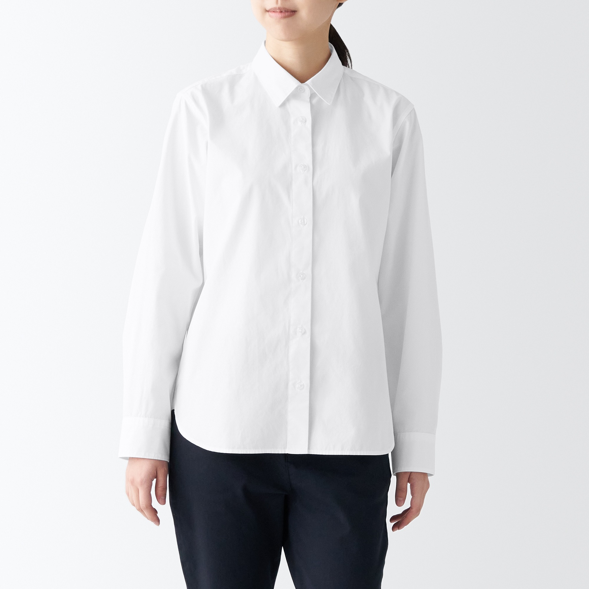 Washed broad Regular collar Long Sleeve shirt