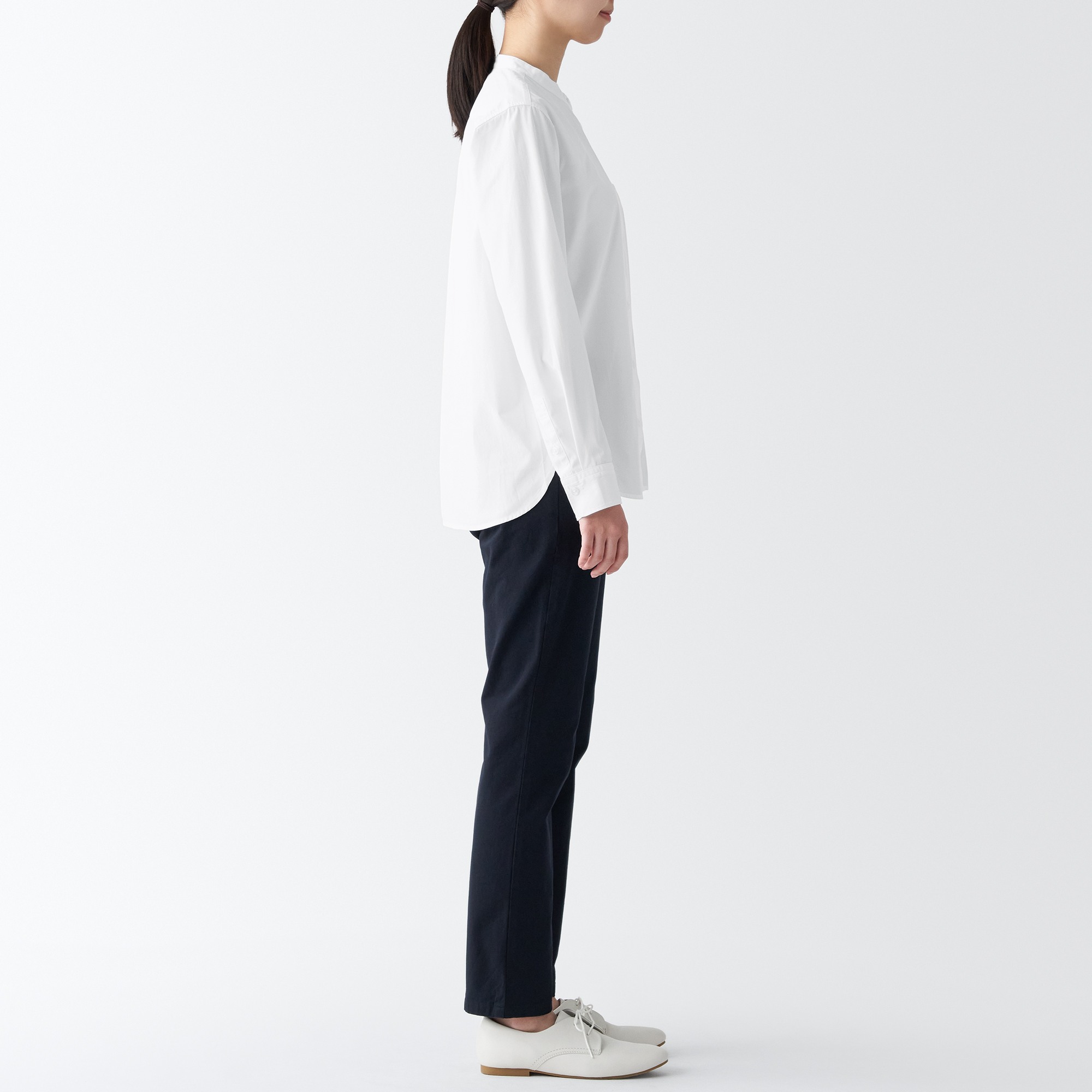 Washed broad Stand collar Long Sleeve shirt